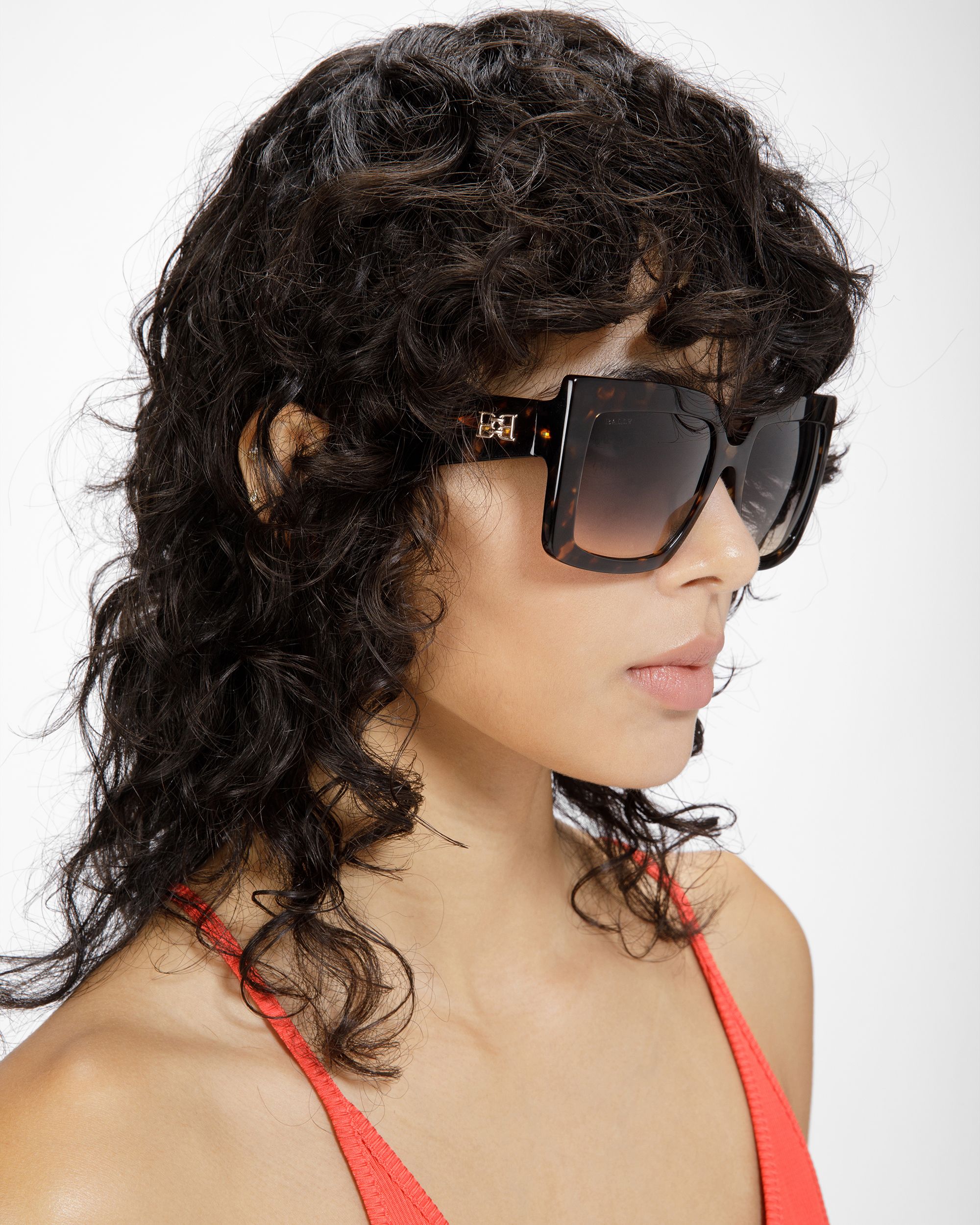 Carla Rechteckige Oversized-Sonnenbrille In Dunklem Havanna - Damen - Bally - 02