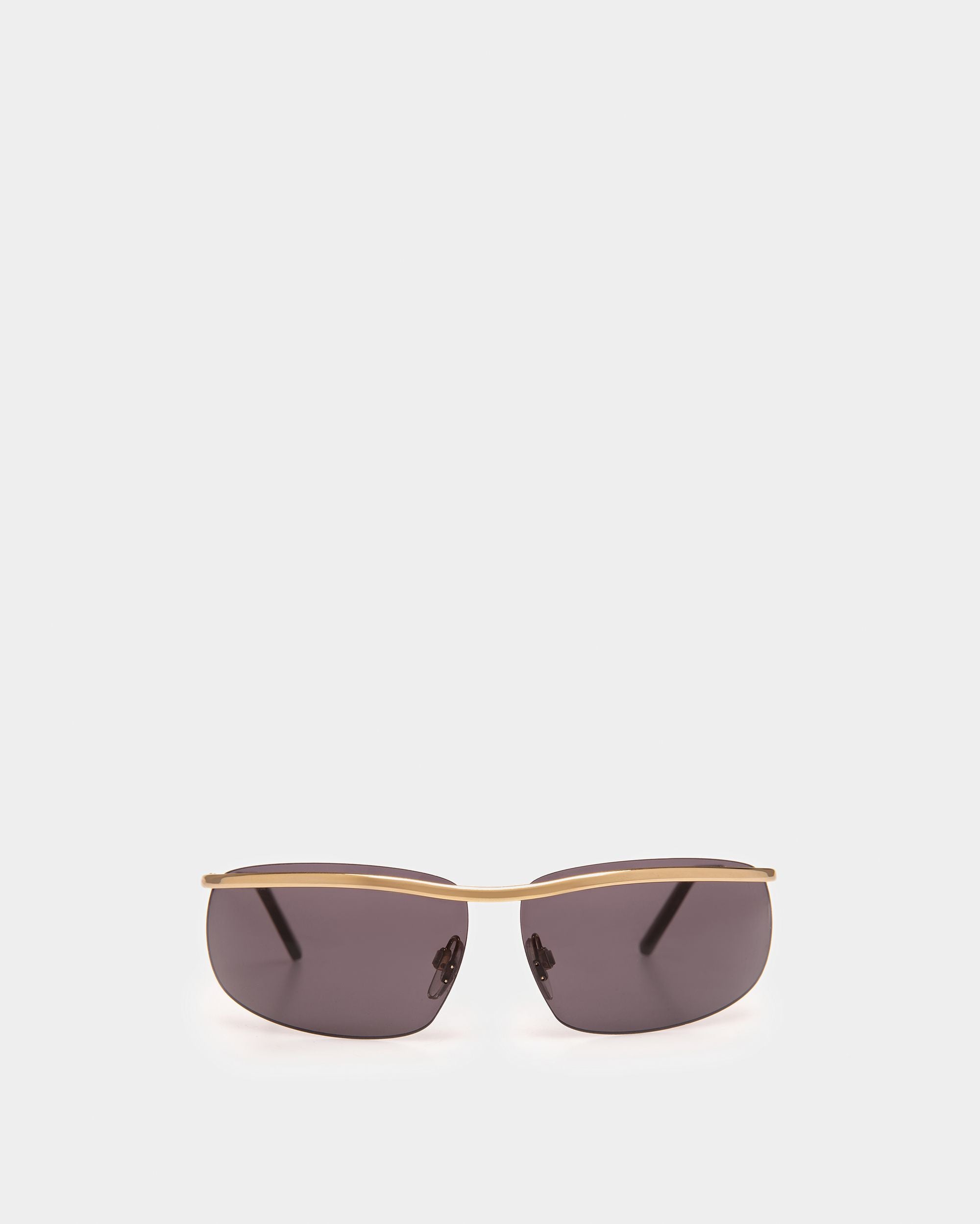 Shark Randlose Sonnenbrille In Glänzendem Goldfarbenen Metall Und Rauchgrau - Other - Bally - 01