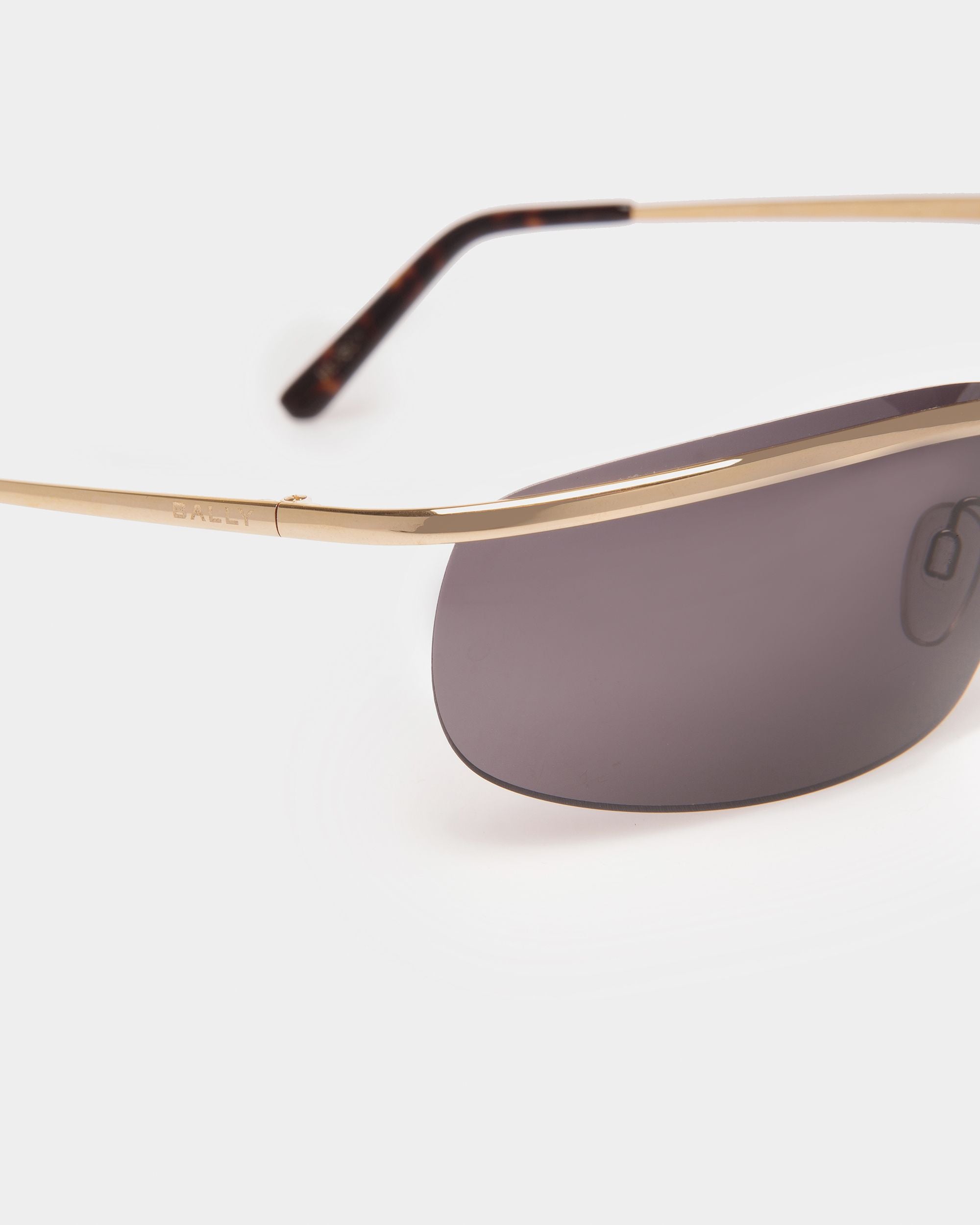 Shark Randlose Sonnenbrille In Glänzendem Goldfarbenen Metall Und Rauchgrau - Other - Bally - 03
