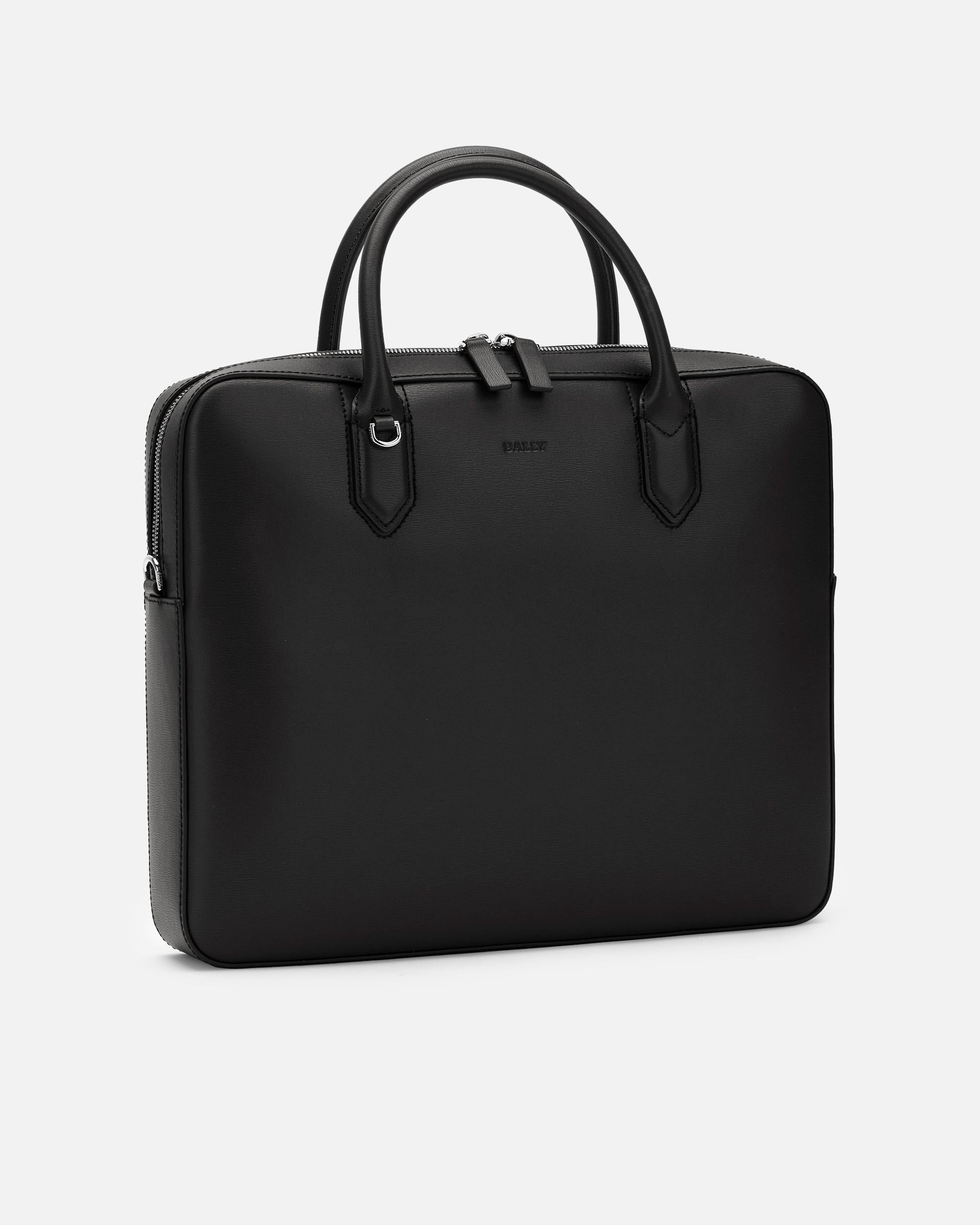 Men's Black Leather Briefcase - Herren - Bally - 03