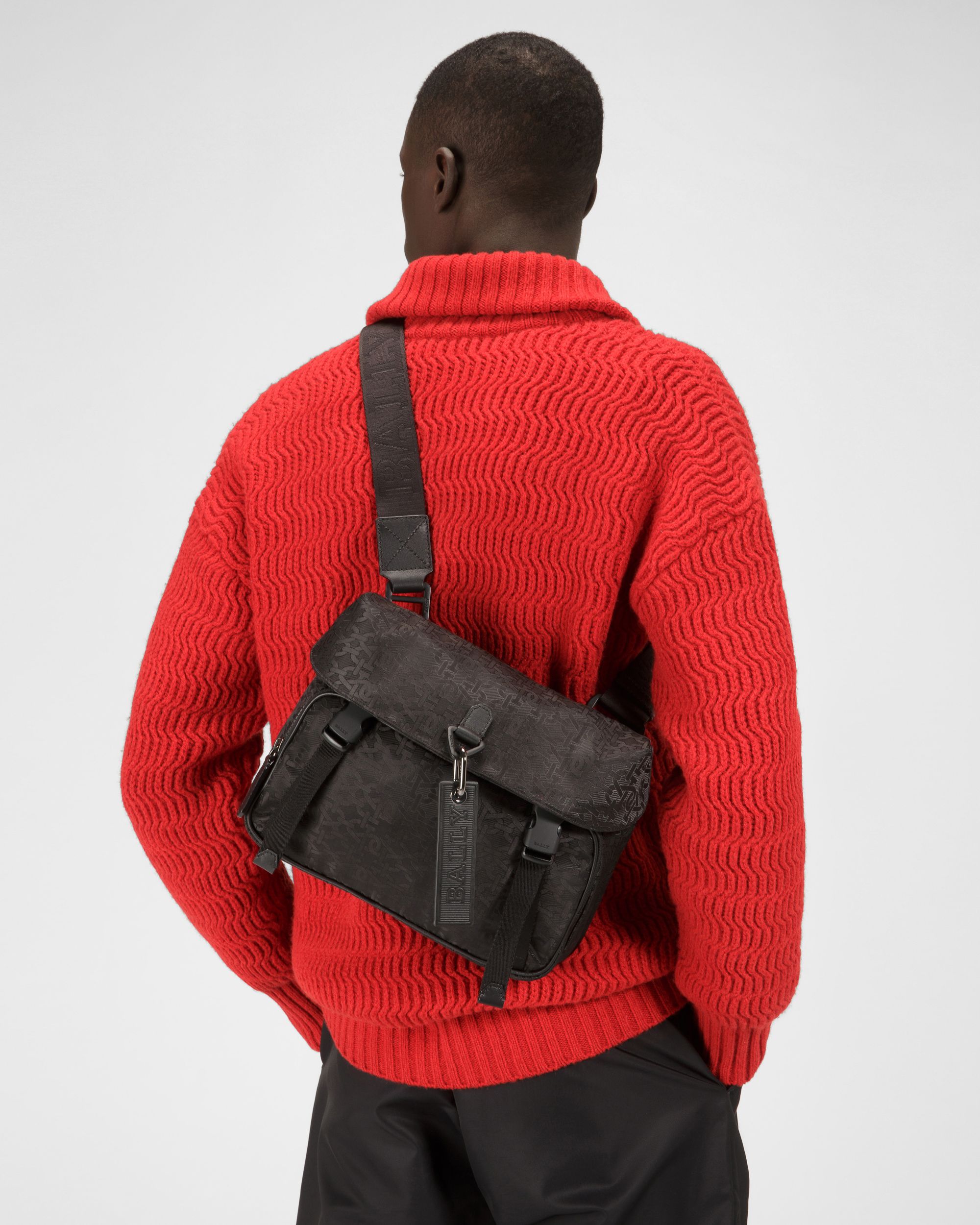 Catch Small Umhängetasche Aus Schwarzem Nylon-Jacquard - Herren - Bally - 01