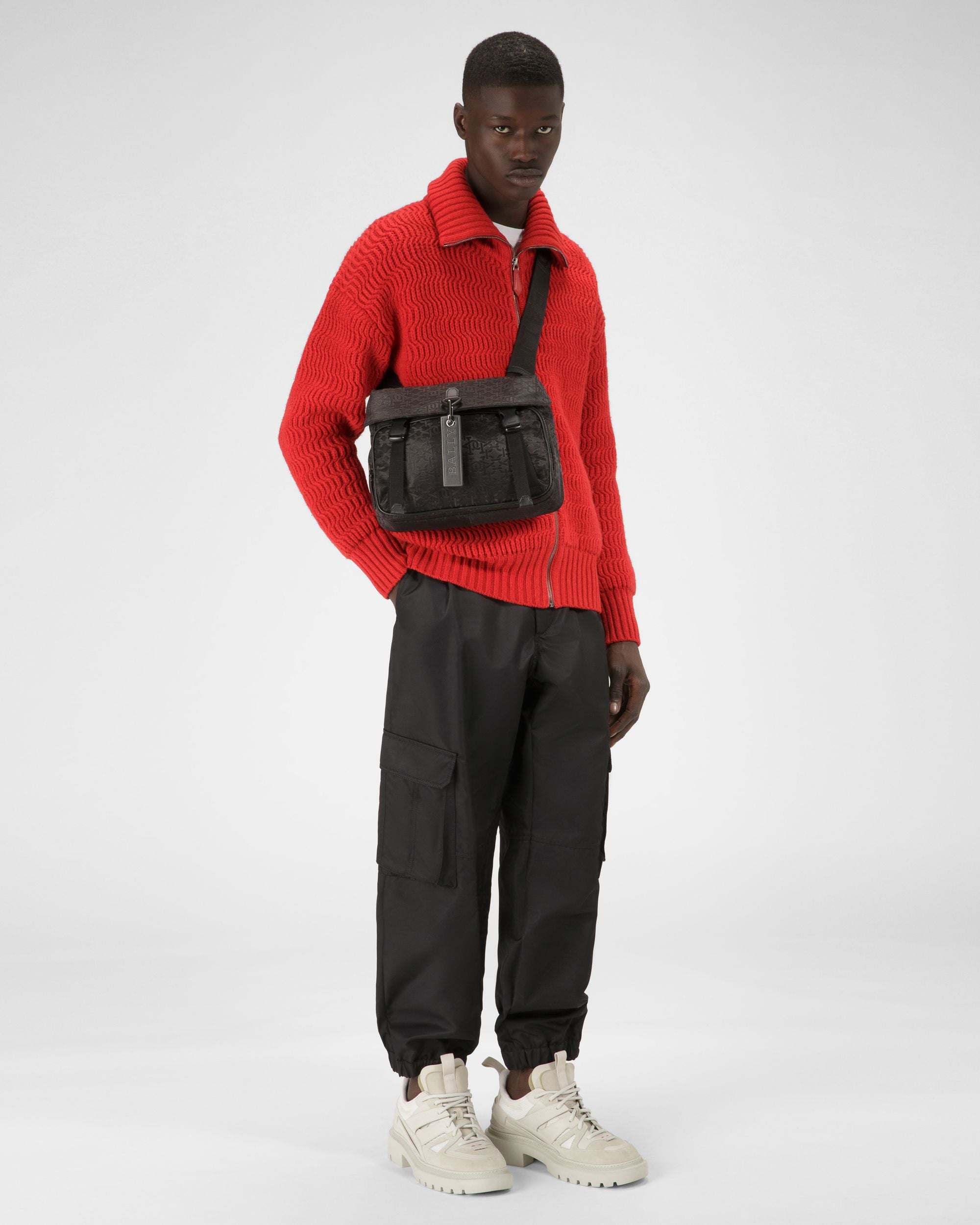 Catch Small Umhängetasche Aus Schwarzem Nylon-Jacquard - Herren - Bally - 02