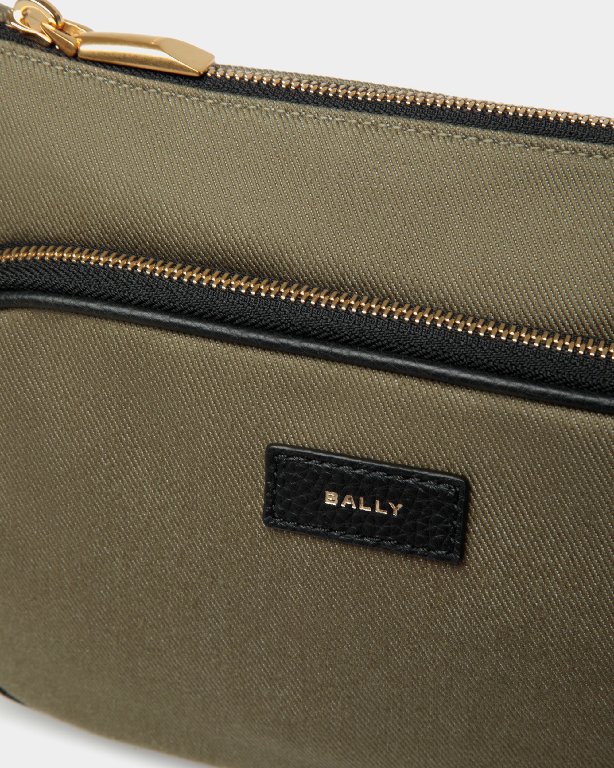 Bar Umhängetasche Aus Khakifarbenem Canvas Und Schwarzem Leder - Herren - Bally - 05