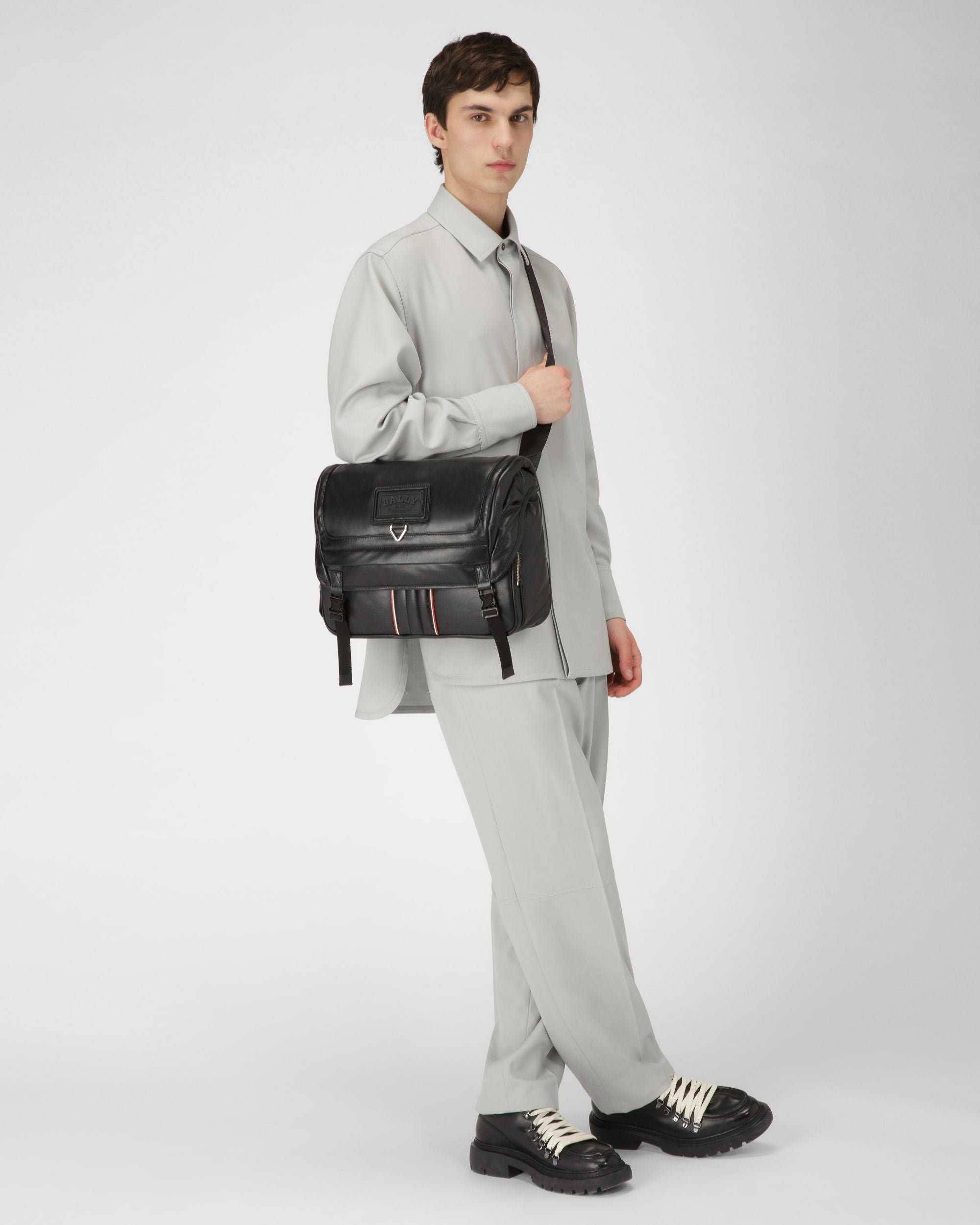 Adil Messenger-Tasche Aus Schwarzem Leder - Herren - Bally - 06