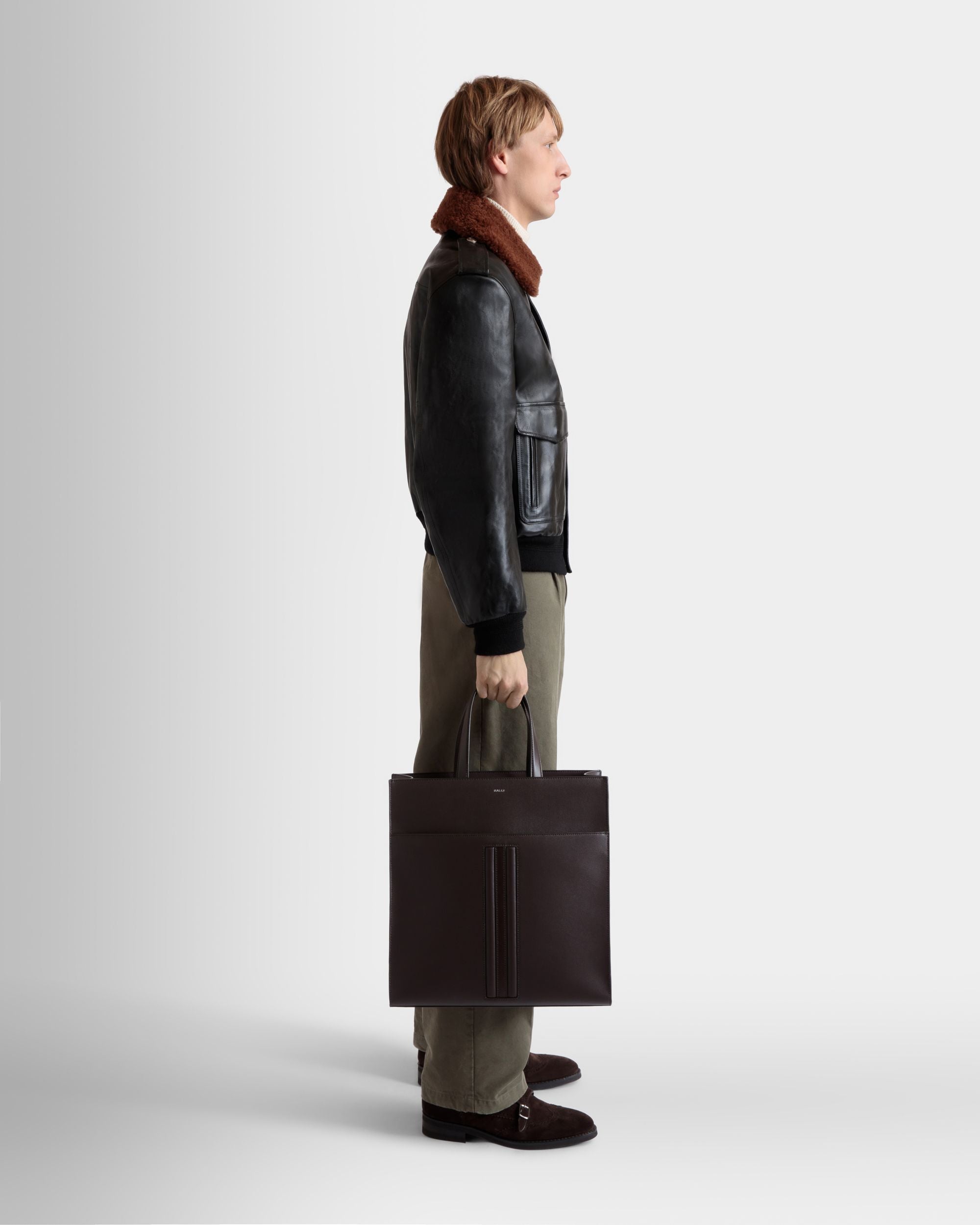 Mythos Tragetasche Aus Recyceltem Leder In Ebenholz - Herren - Bally - 02