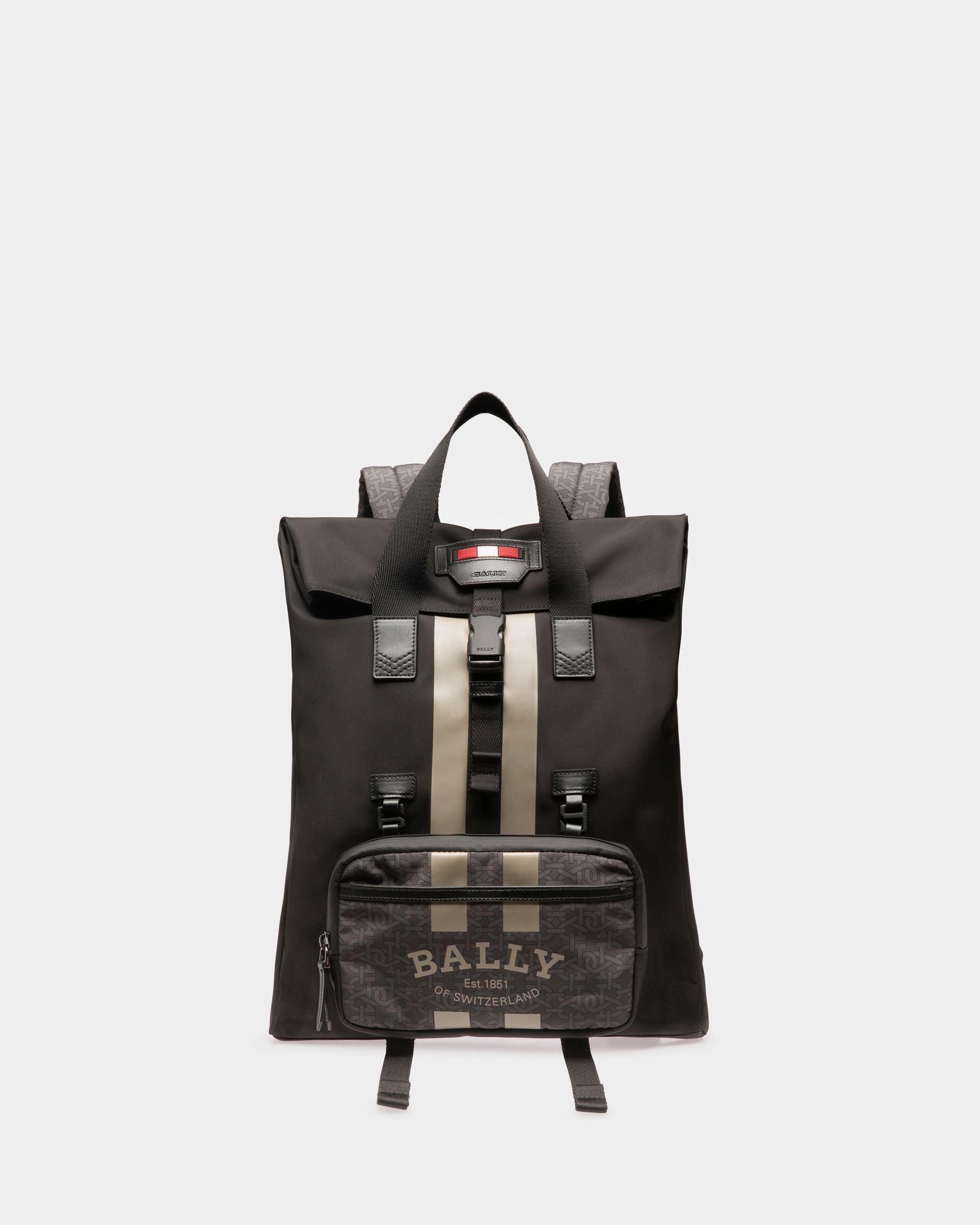 Bally Escape Flacher Rucksack Aus Schwarzem Und Braunem Nylon Und Textil - Herren - Bally - 01