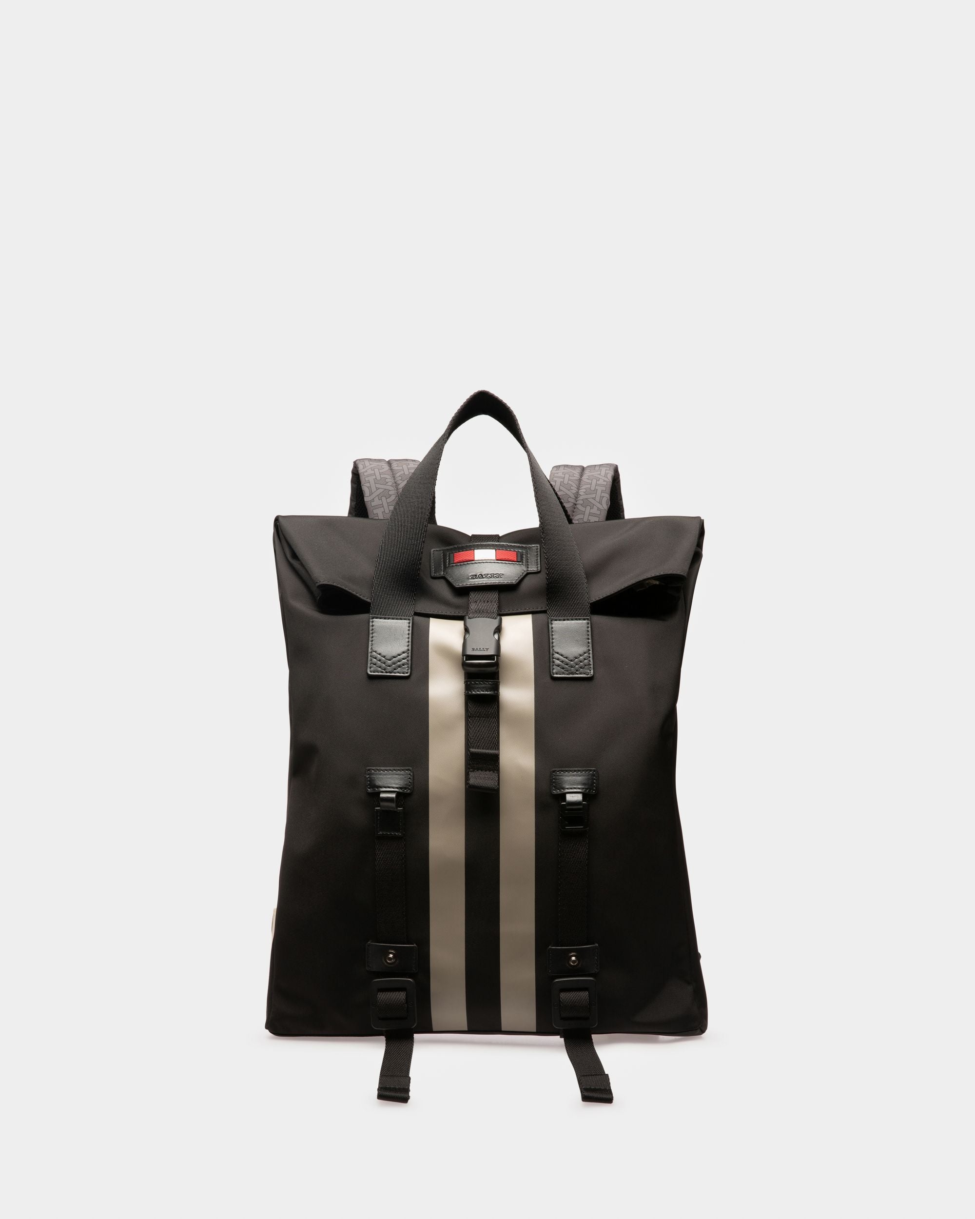 Bally Escape Flacher Rucksack Aus Schwarzem Und Braunem Nylon Und Textil - Herren - Bally - 06