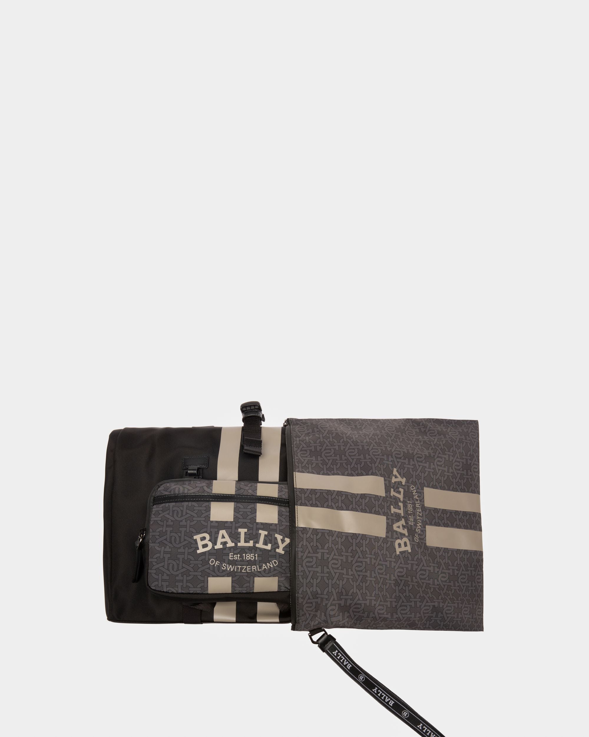 Bally Escape Flacher Rucksack Aus Schwarzem Und Braunem Nylon Und Textil - Herren - Bally - 07