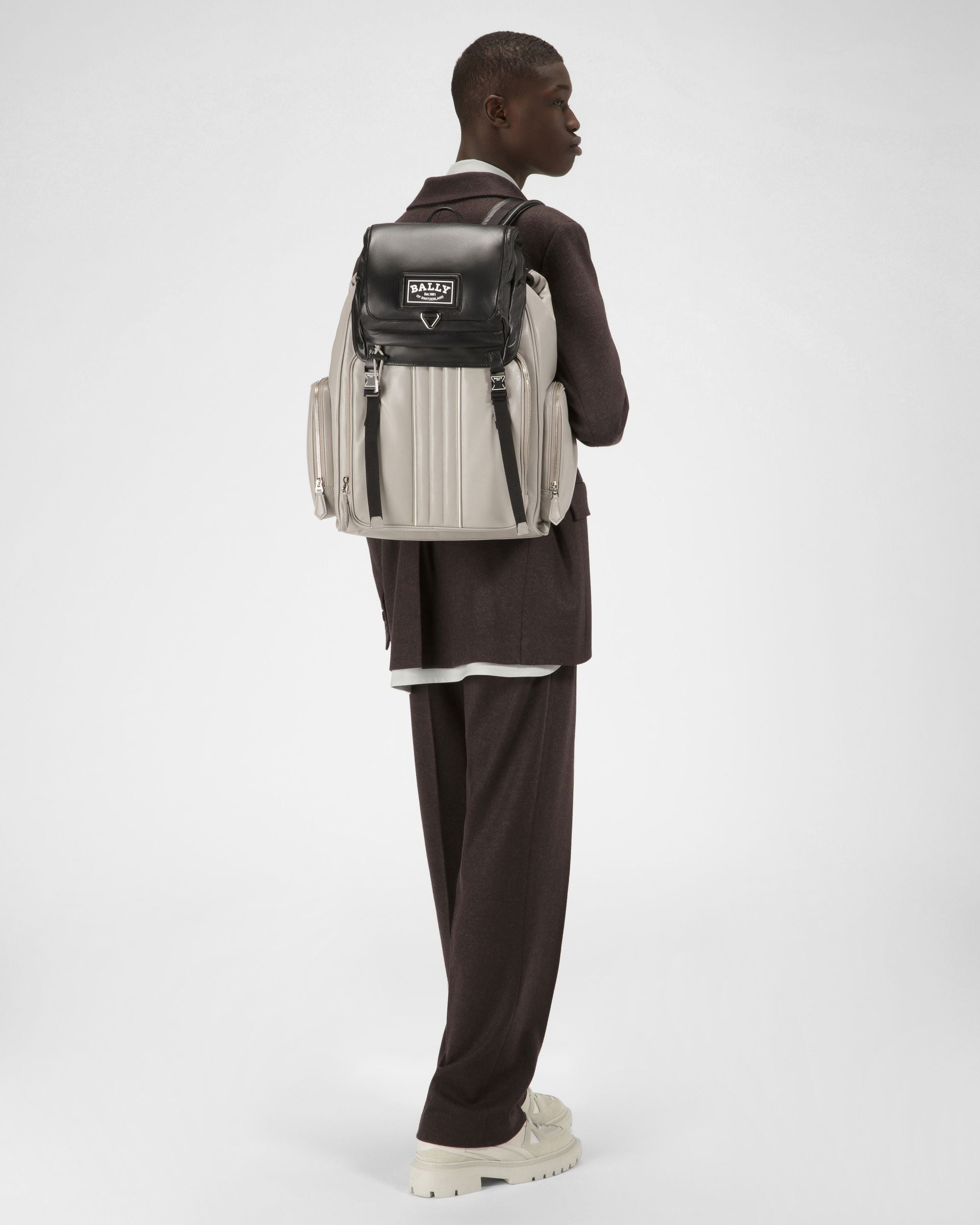 Athor Rucksack Aus Leder In Sasso Und Schwarz - Herren - Bally - 06
