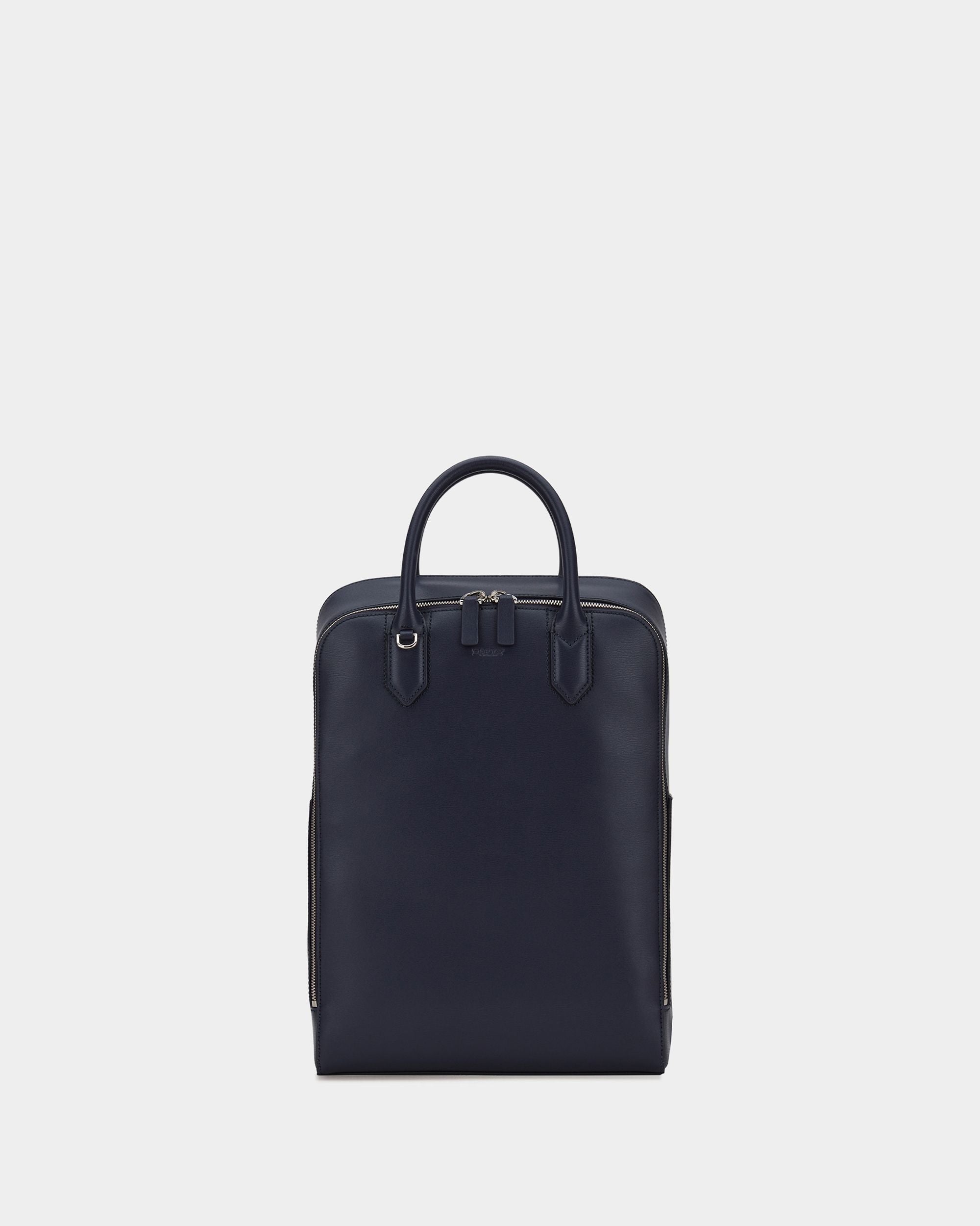 Men's Navy Blue Leather Backpack - Herren - Bally - 01