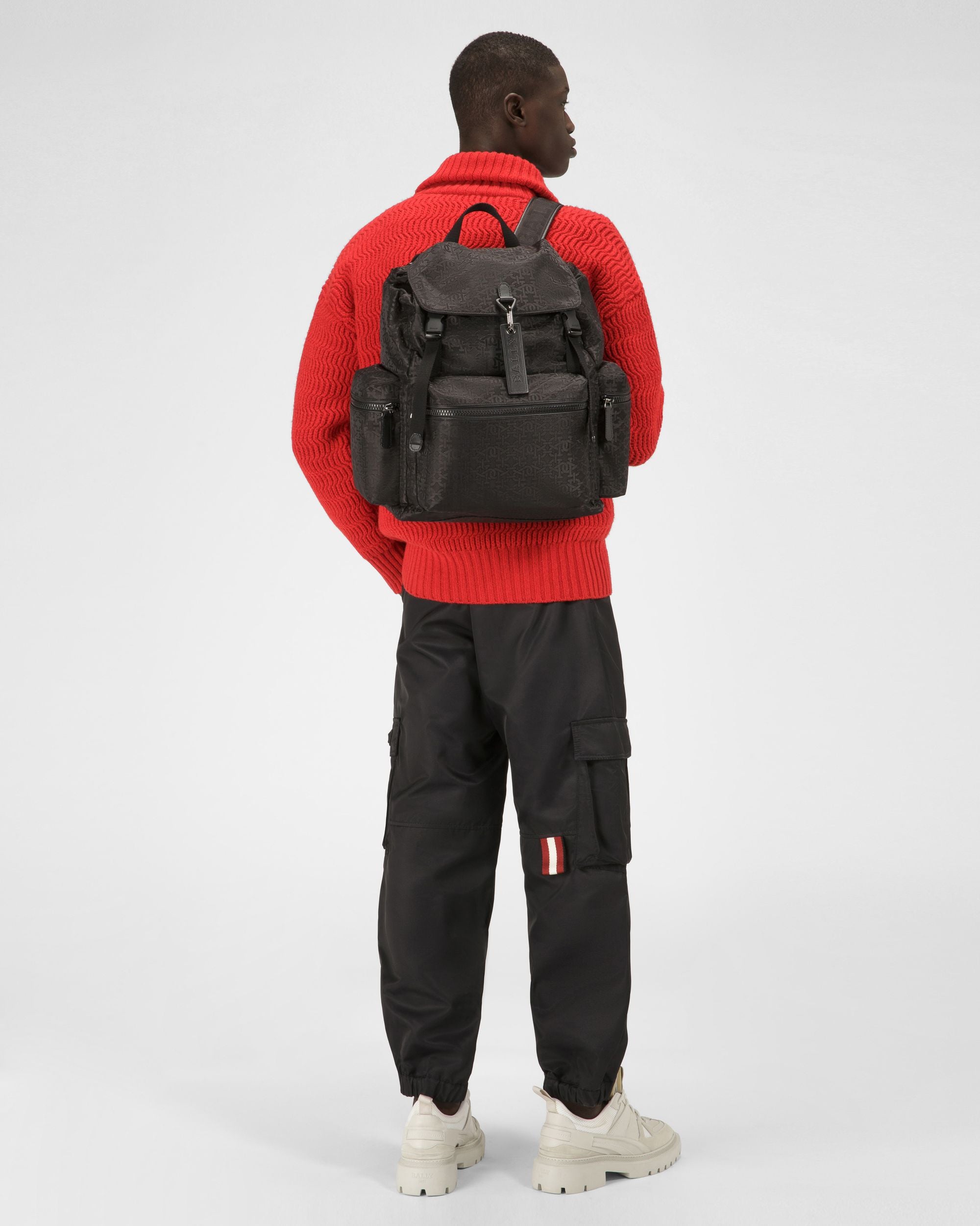 Crew Rucksack Aus Schwarzem Nylon-Jacquard - Herren - Bally - 02