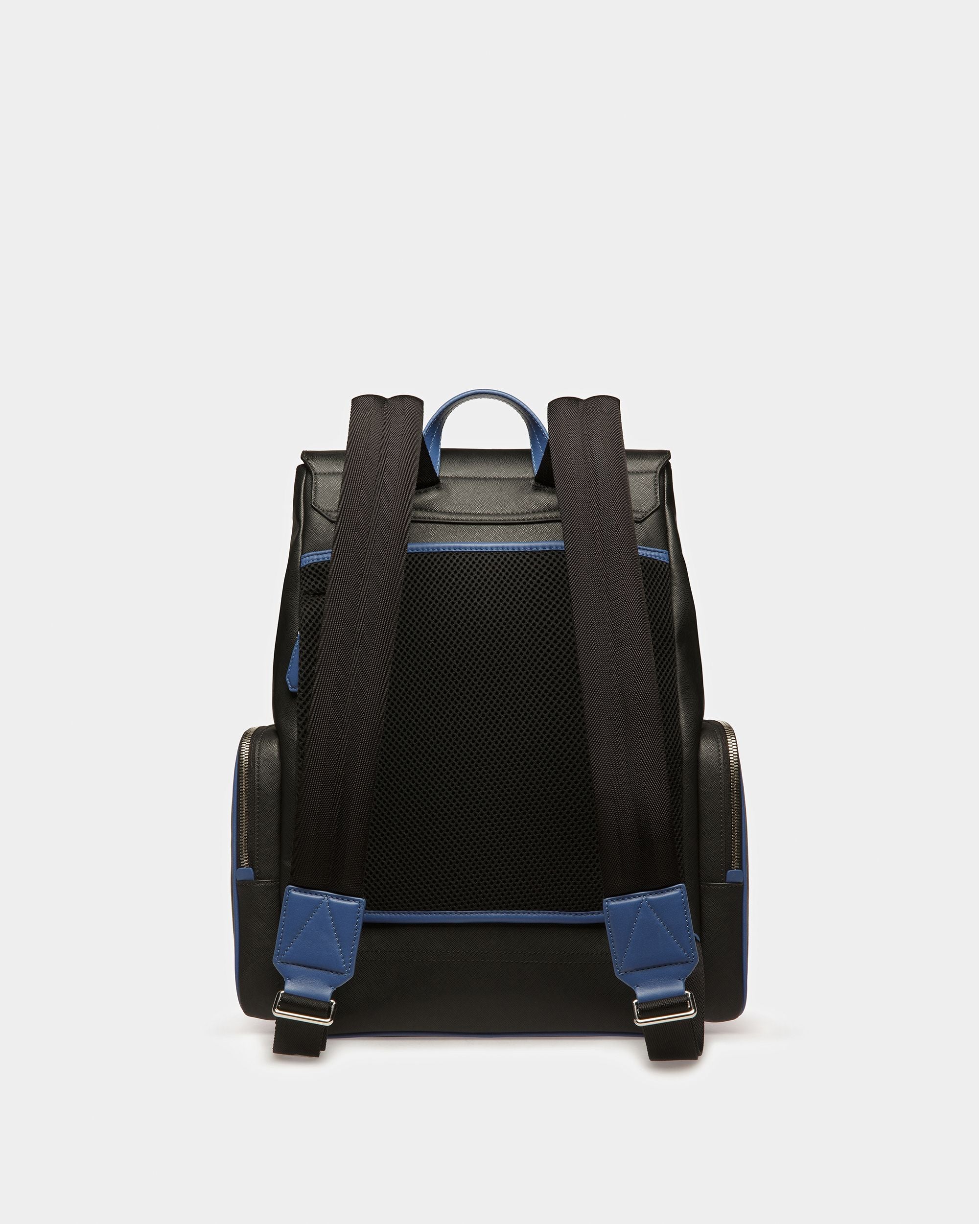Maxi Lederrucksack In Schwarz Und Neonblau - Herren - Bally - 03