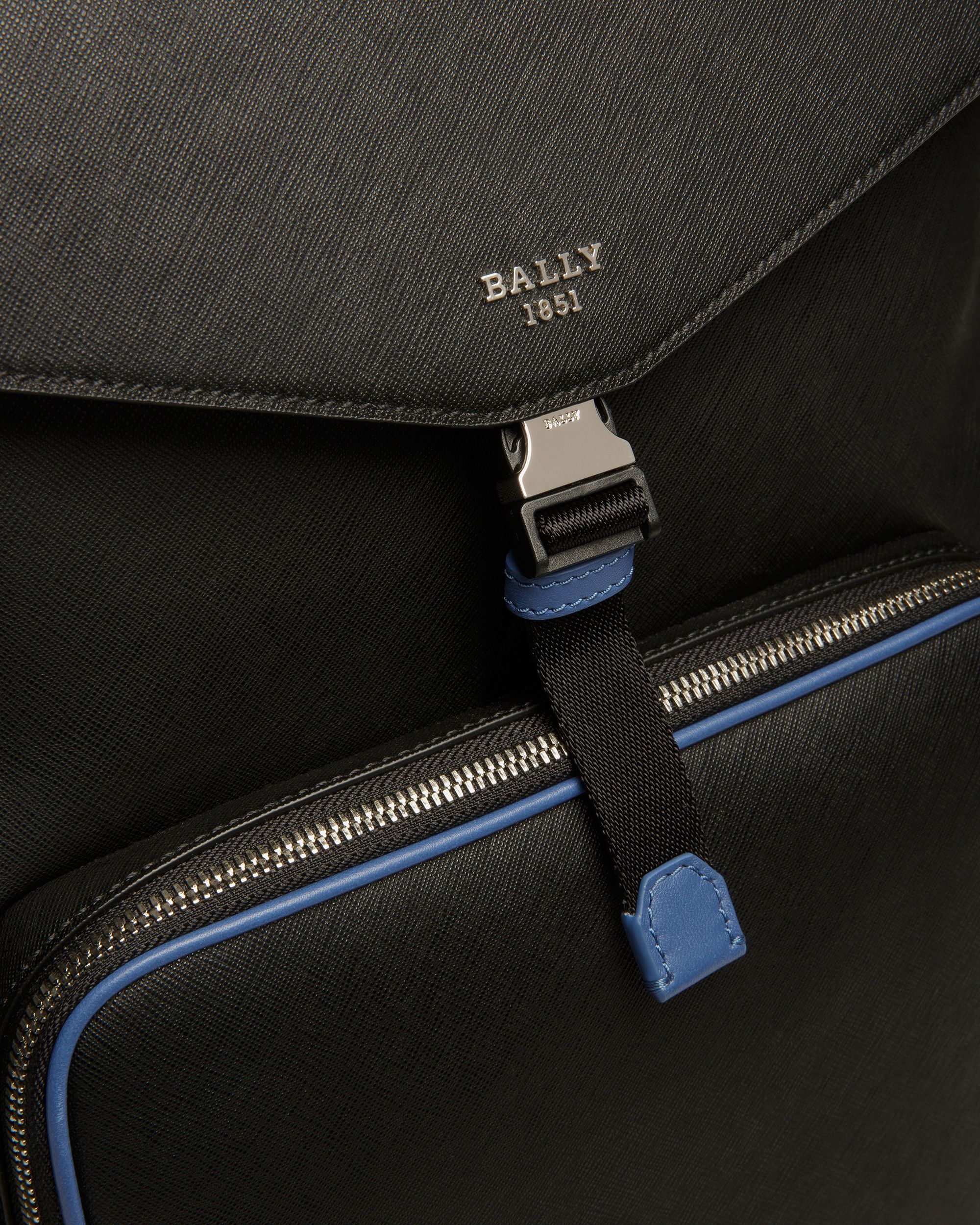 Maxi Lederrucksack In Schwarz Und Neonblau - Herren - Bally - 05