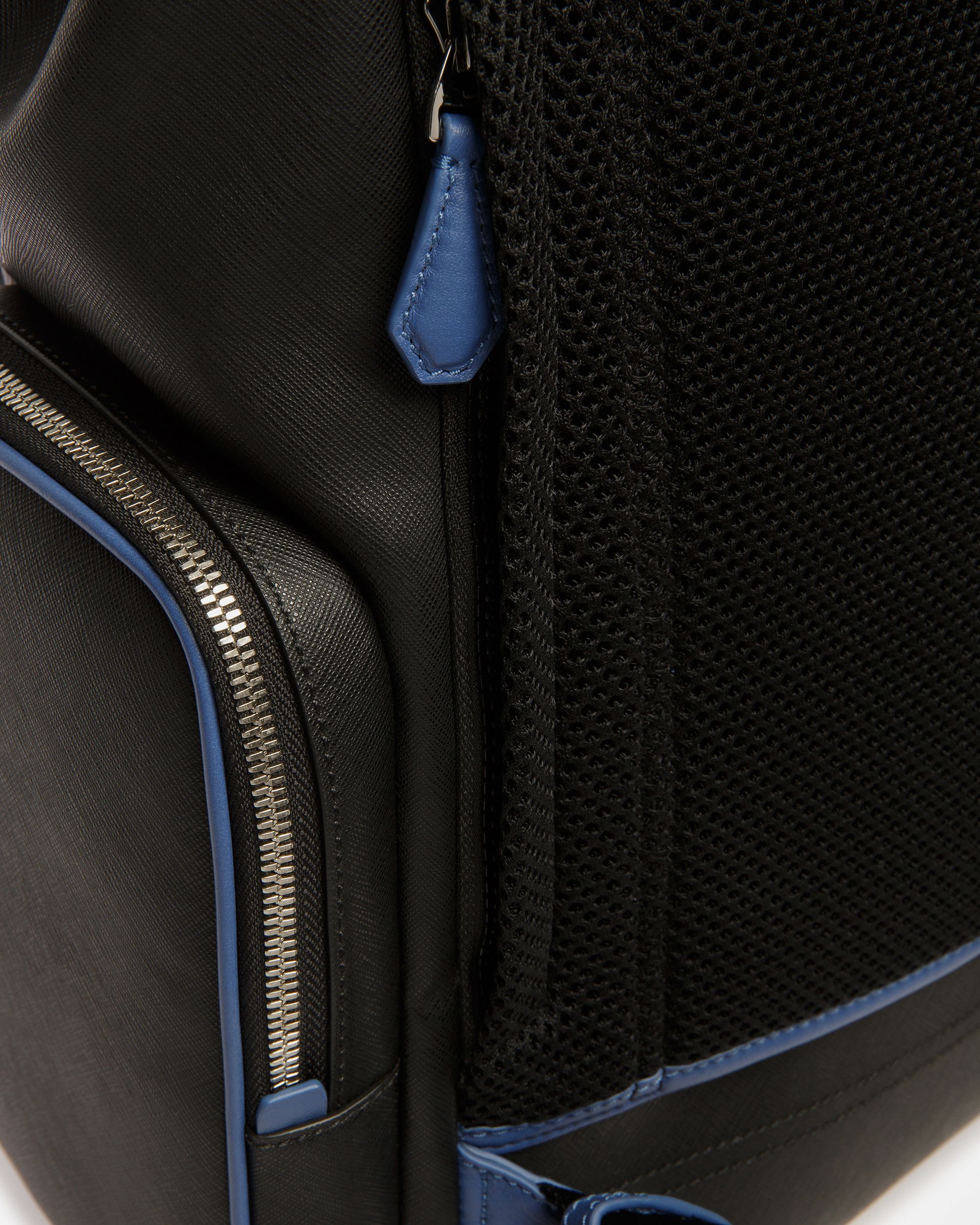 Maxi Lederrucksack In Schwarz Und Neonblau - Herren - Bally - 07