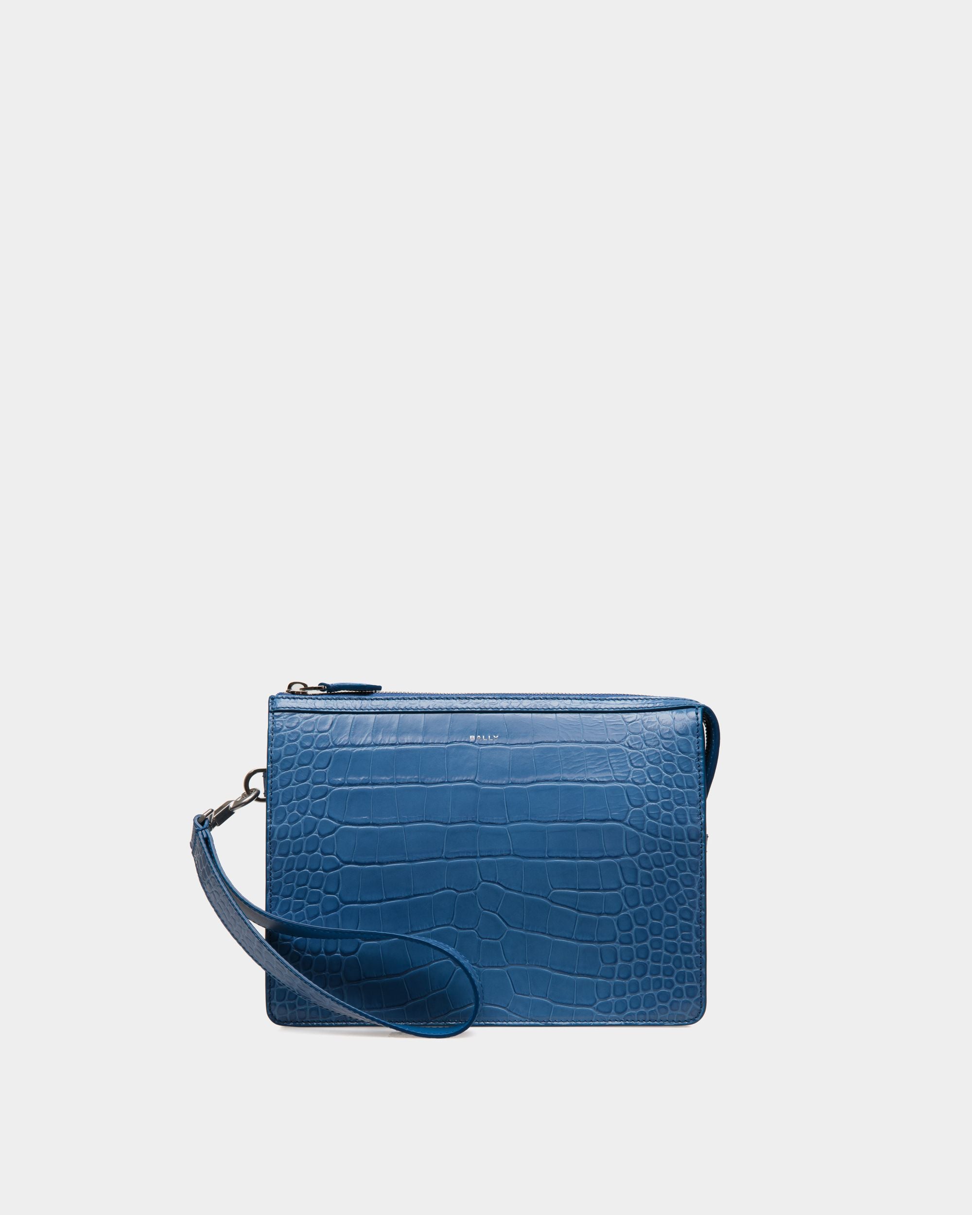 Busy Bally Clutch Aus Blauem Geprägtem Leder - Herren - Bally - 01