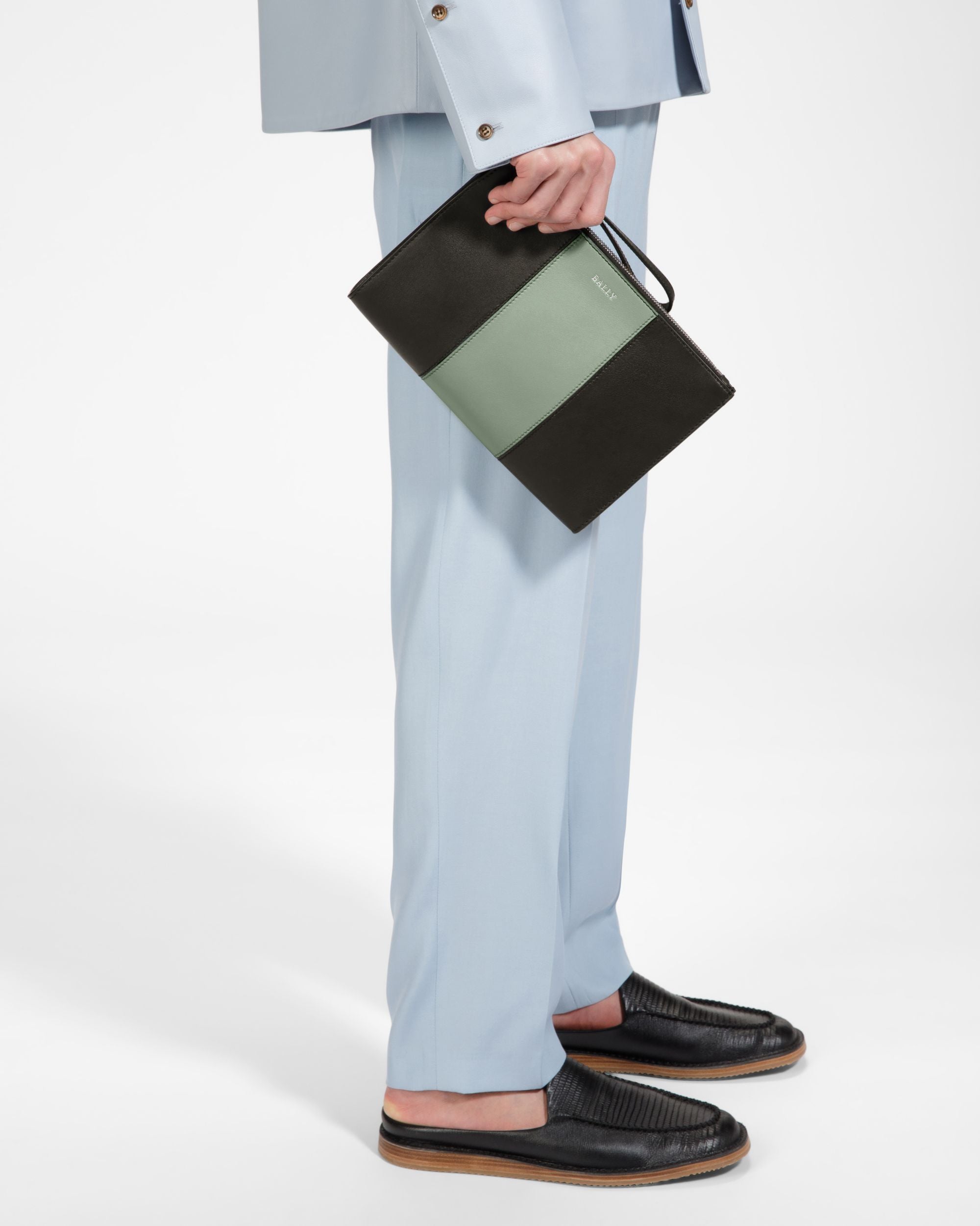 Haig Leder-Clutch In Schwarz Und Grün - Herren - Bally - 03