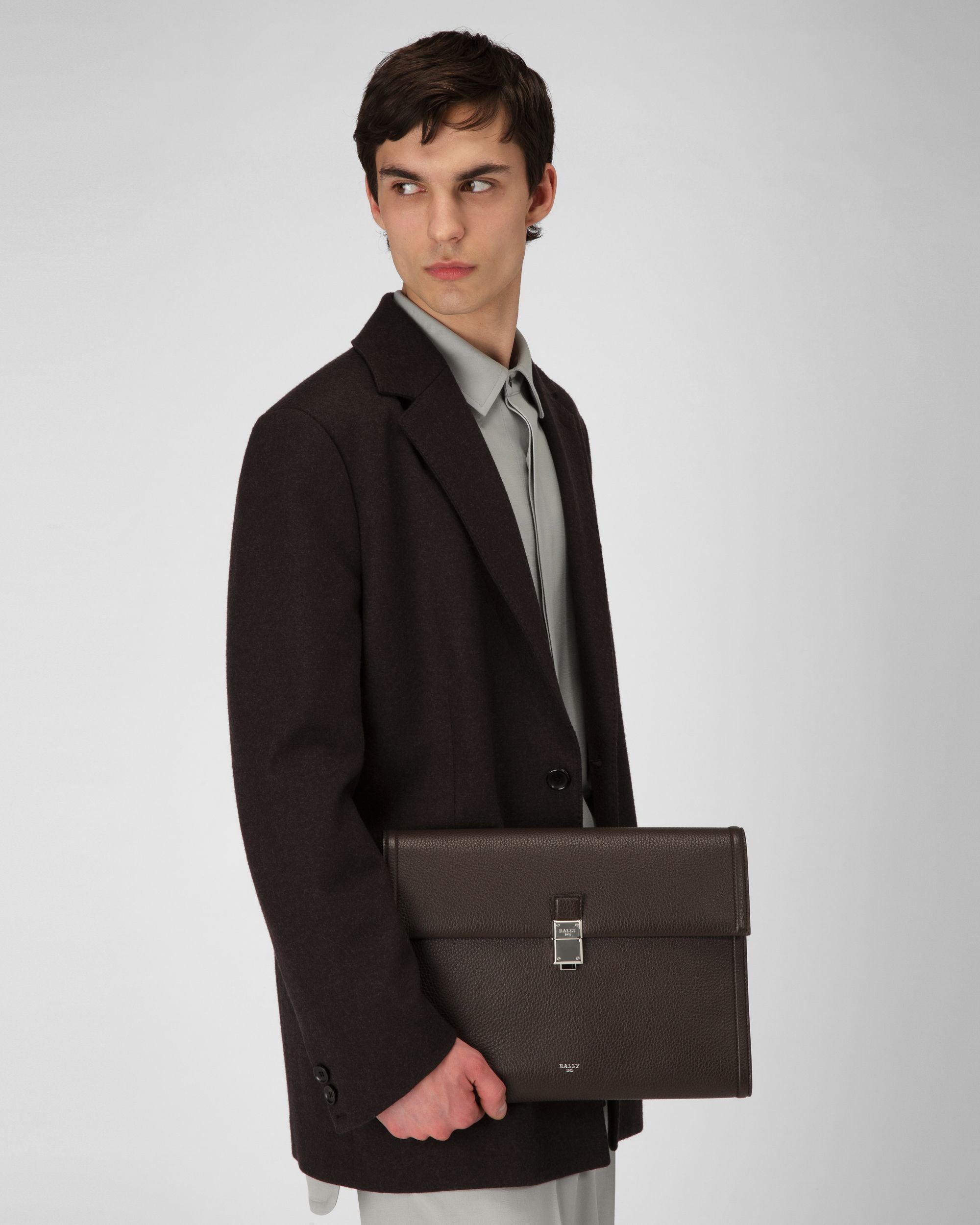 Soryan Dokumentenmappe Aus Ebenholzbraunem Leder - Herren - Bally - 02