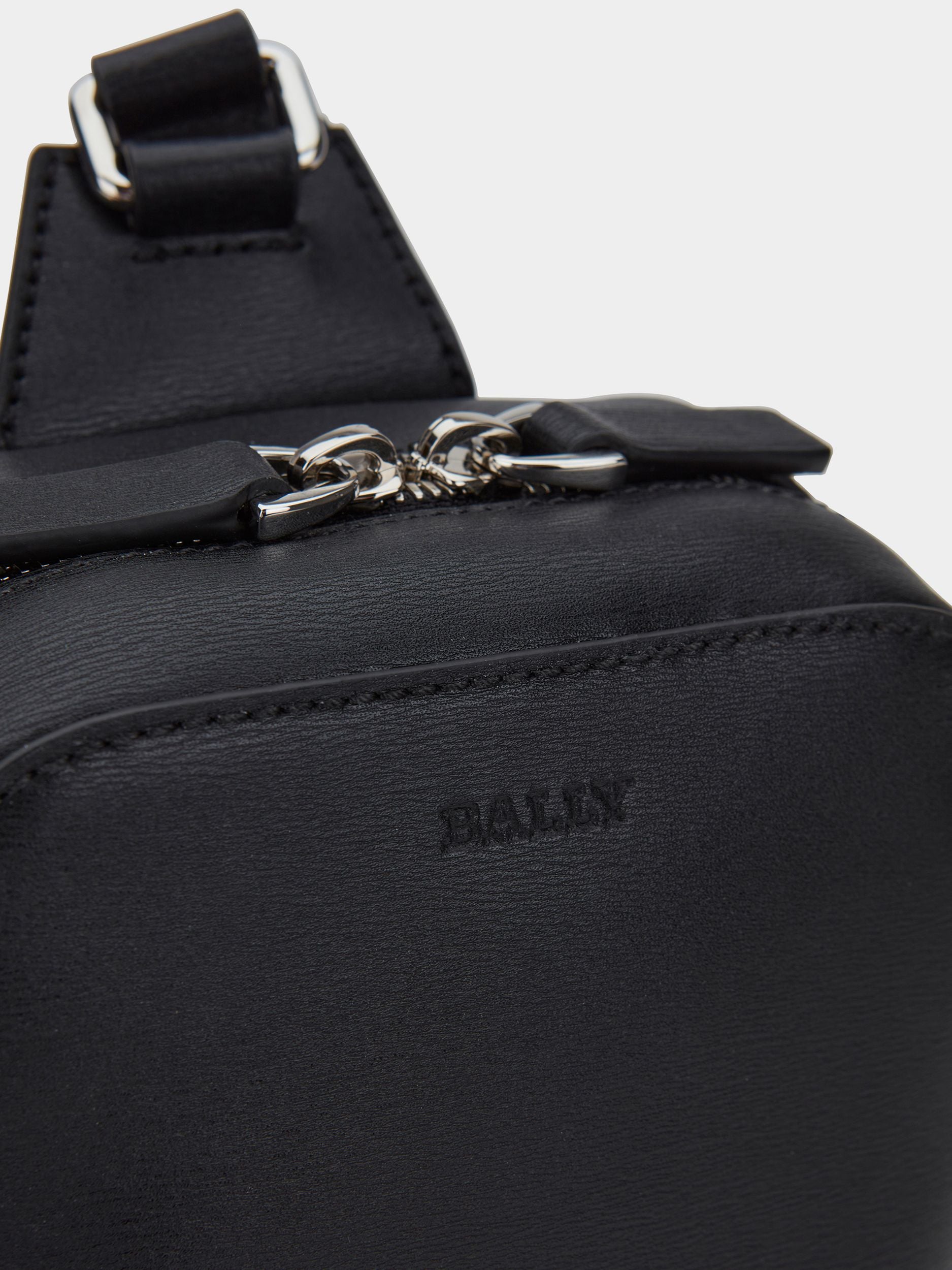 Men's Black Leather Shoulder Bag - Herren - Bally - 04