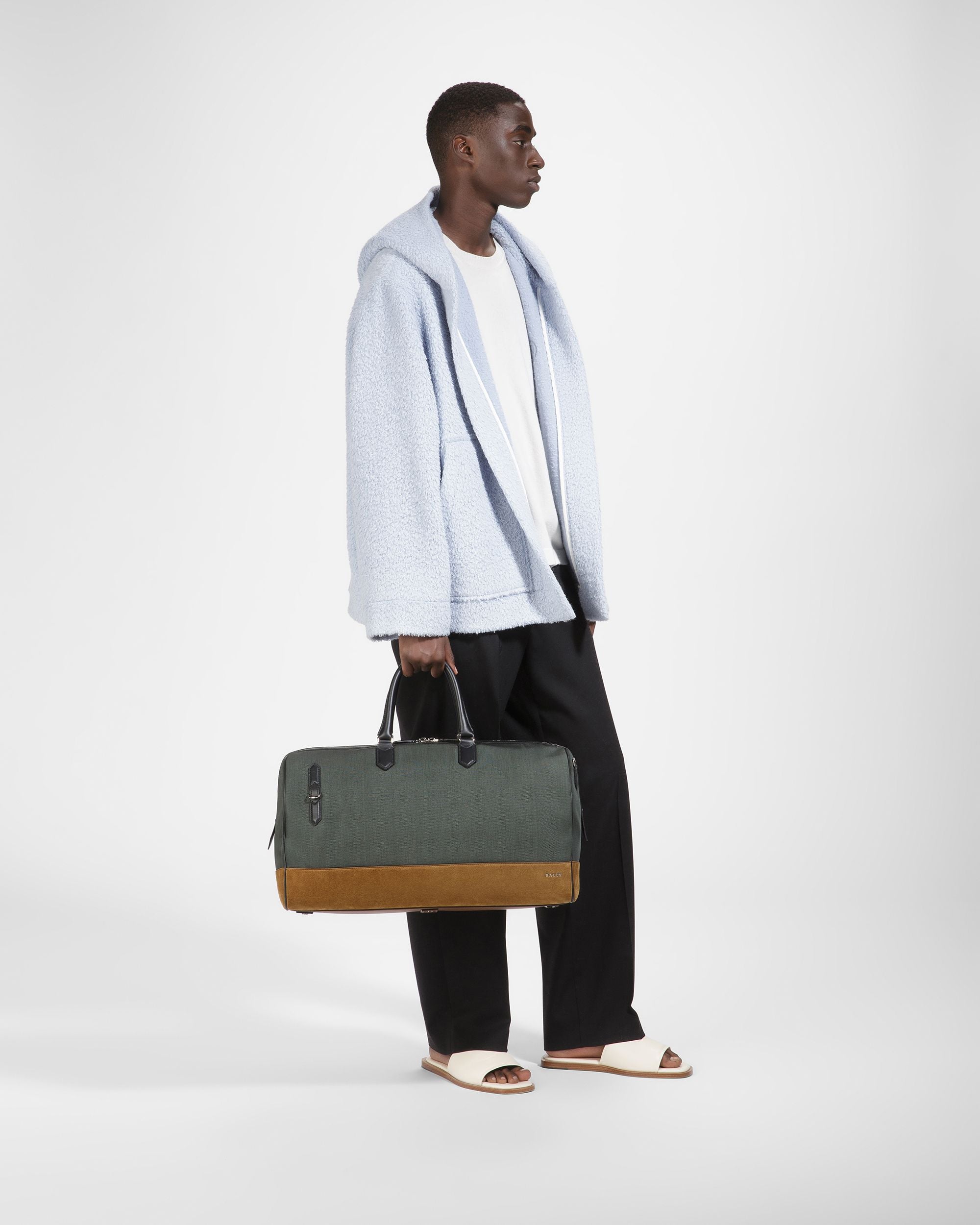 Caius Weekender Bag Aus Leder Und Nylon In Salbeigrün - Herren - Bally - 07