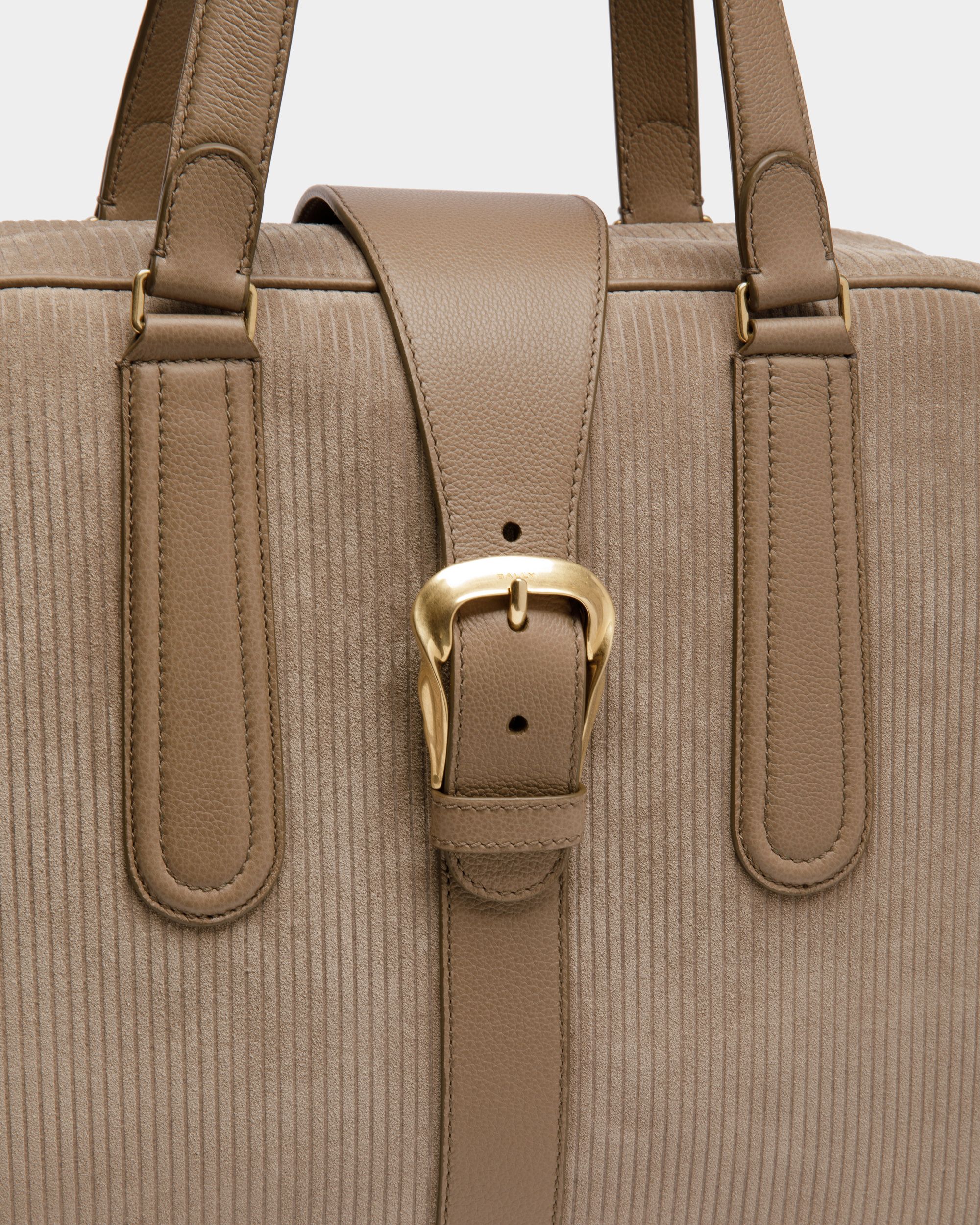 Bowlingtasche Aus Sepiafarbenem Bedrucktem Leder In Cord-Optik - Herren - Bally - 06