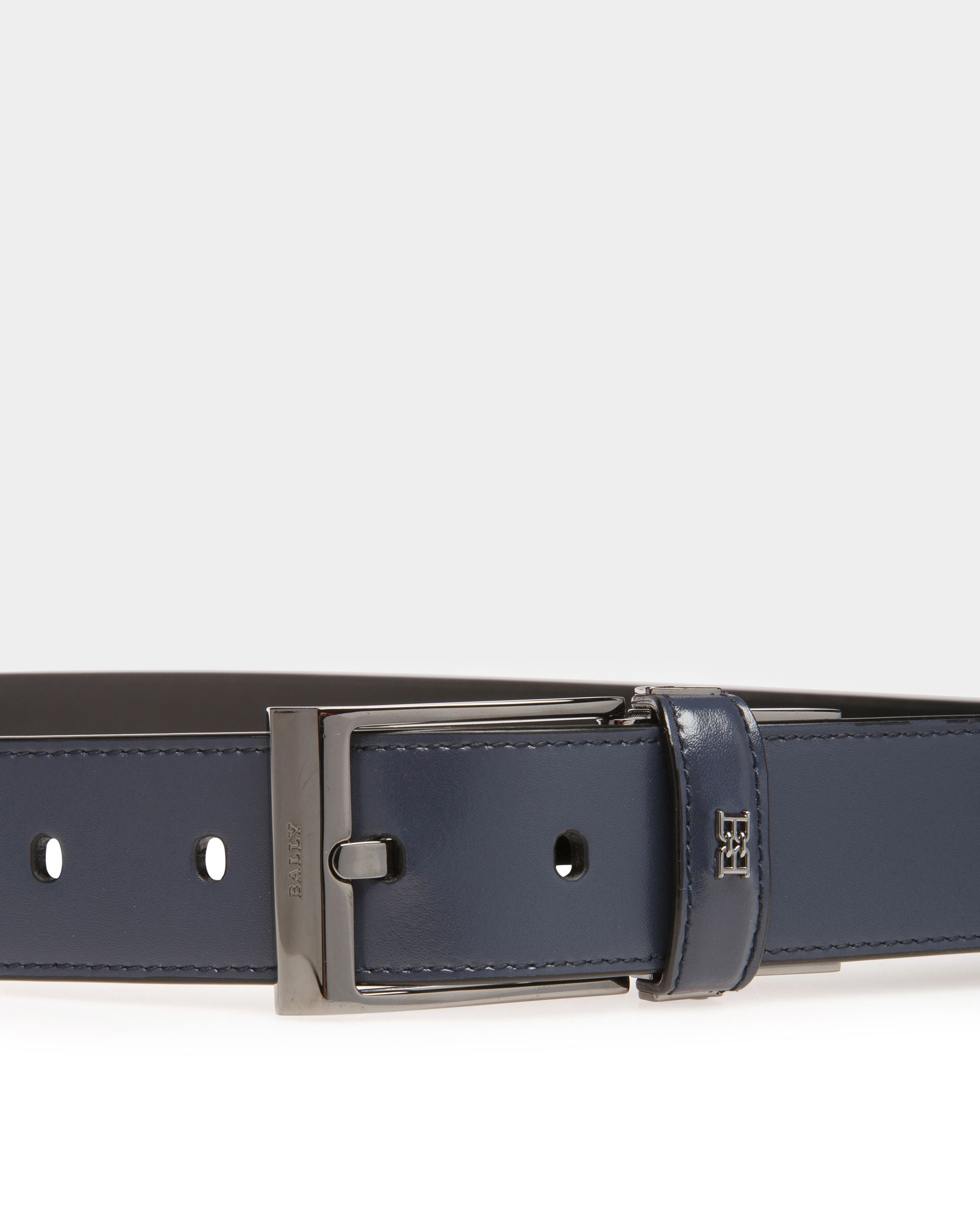 Shiff 35 Mm Breiter Gürtel Aus Marineblauem Und Schwarzem Leder - Herren - Bally - 03