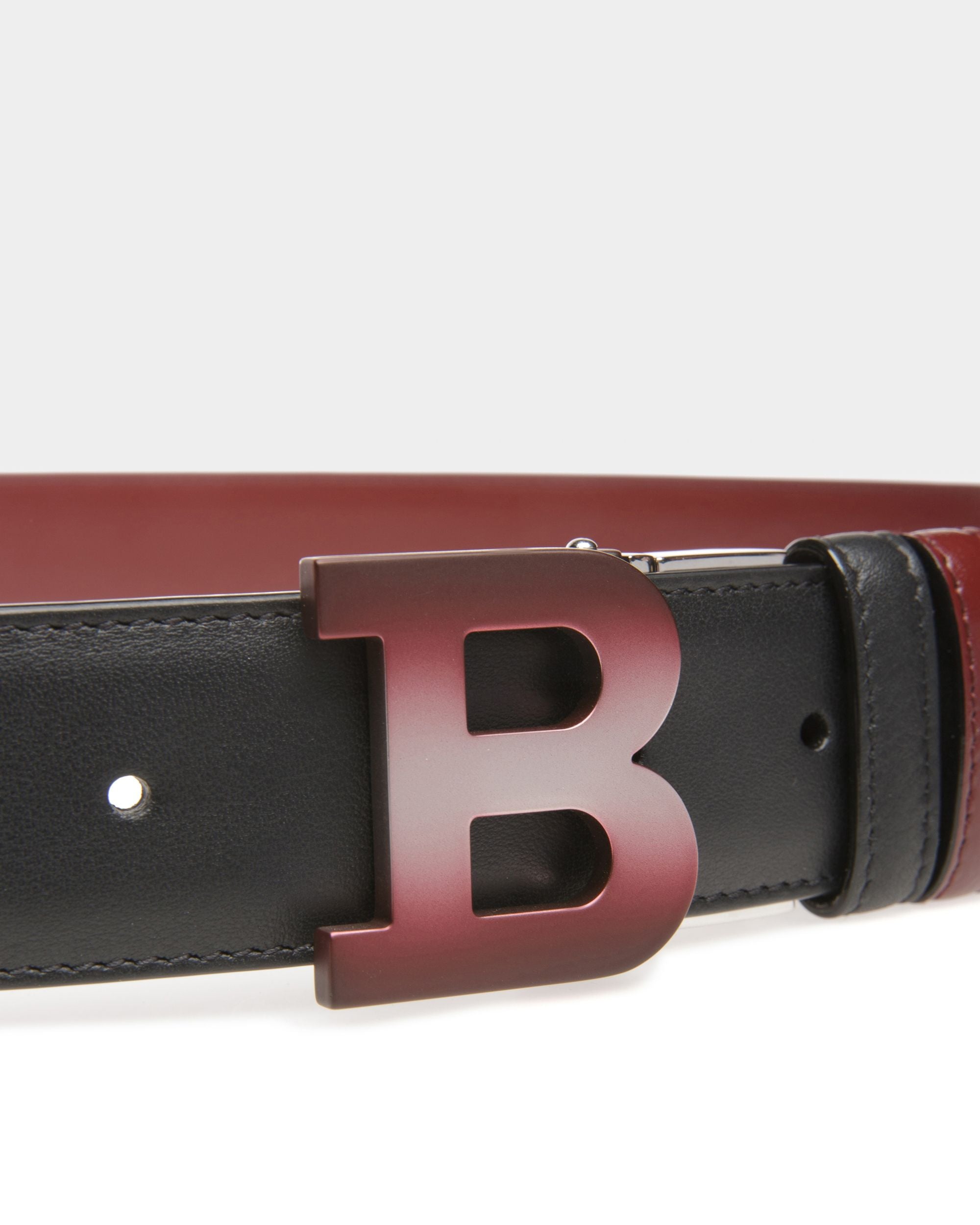 Gürtel Mit Bally Iconic-Schnalle 35 Mm Aus Schwarzem Und Heritage-Rotem Leder - Herren - Bally - 03