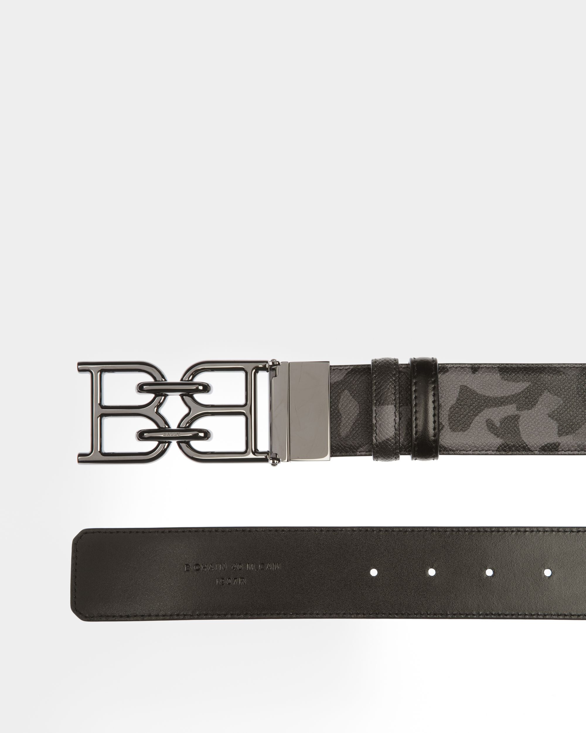 Bb-Motiv 40 Mm Breiter Gürtel Aus Schwarzem Leder - Herren - Bally - 02