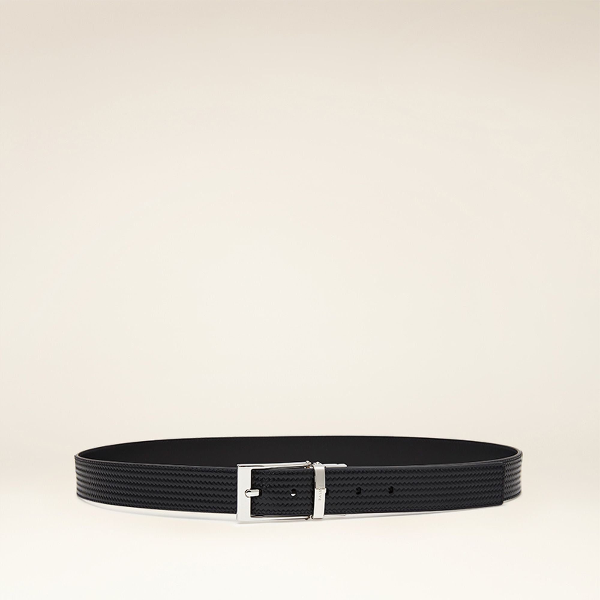 Men's Black Braided Stylish Leather Belt - Herren - Bally - 01
