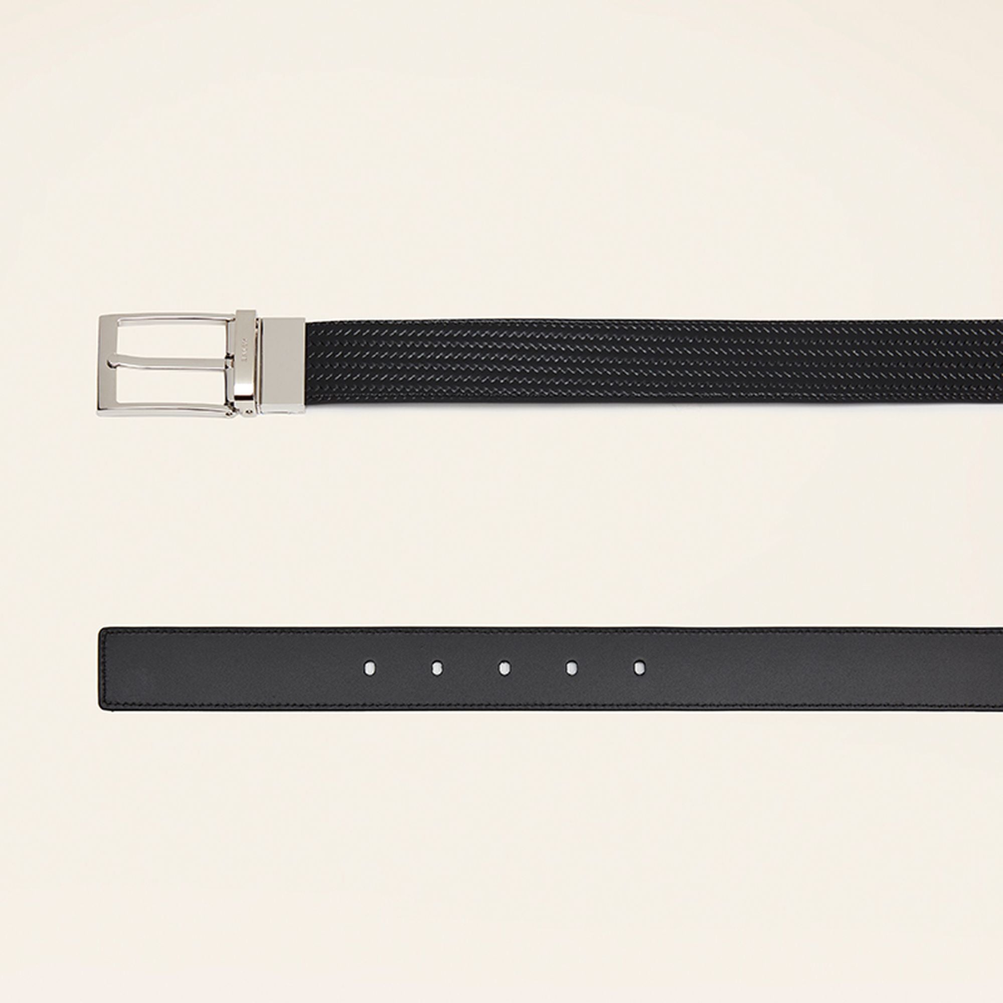 Men's Black Braided Stylish Leather Belt - Herren - Bally - 02