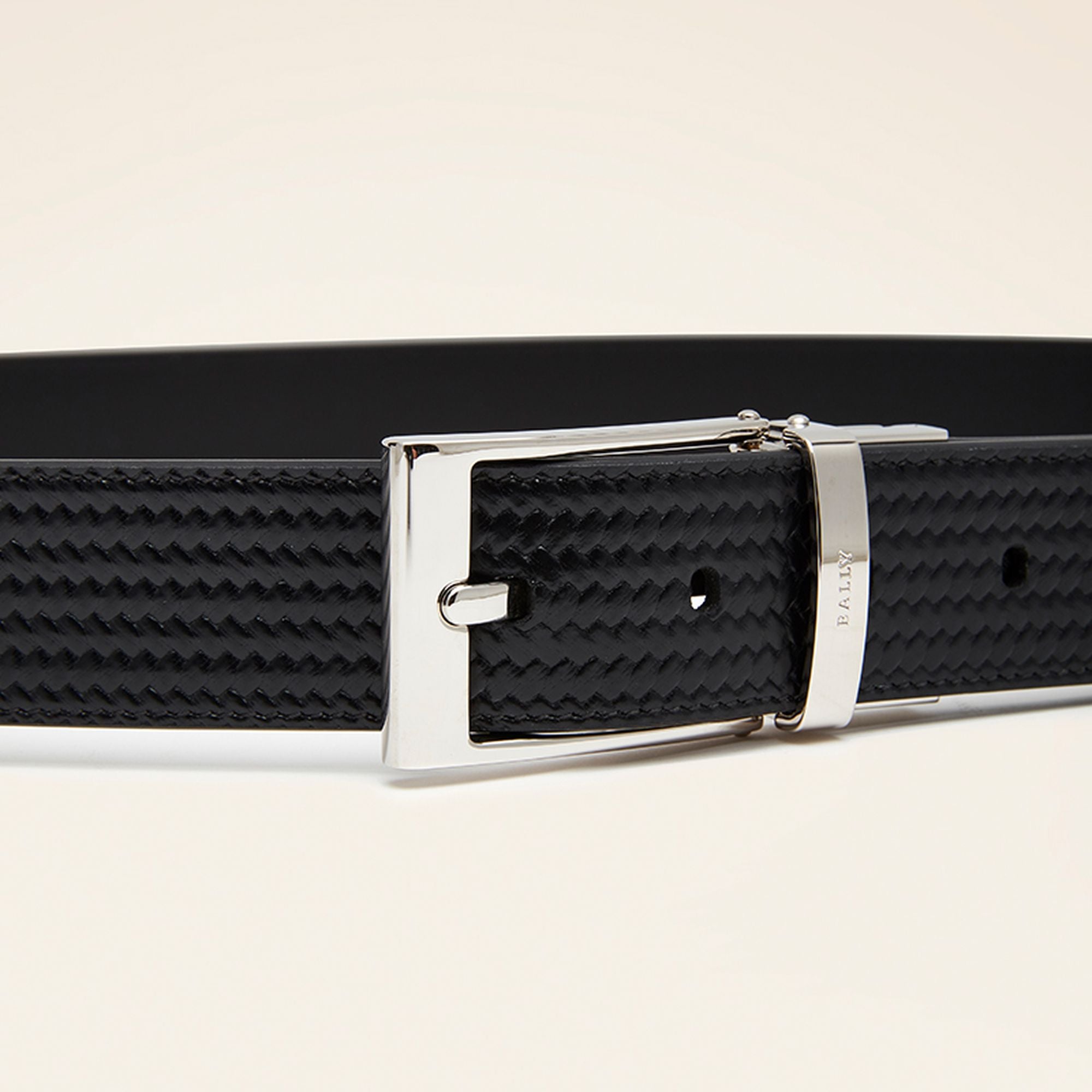 Men's Black Braided Stylish Leather Belt - Herren - Bally - 03