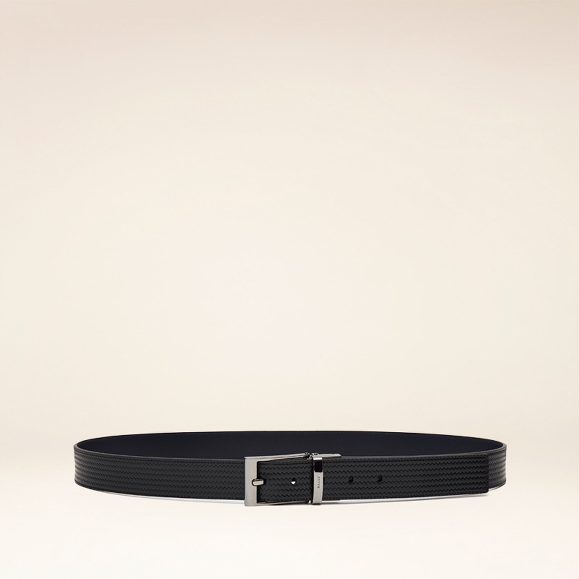 Men's Casual Black Leather Belt - Herren - Bally - 01