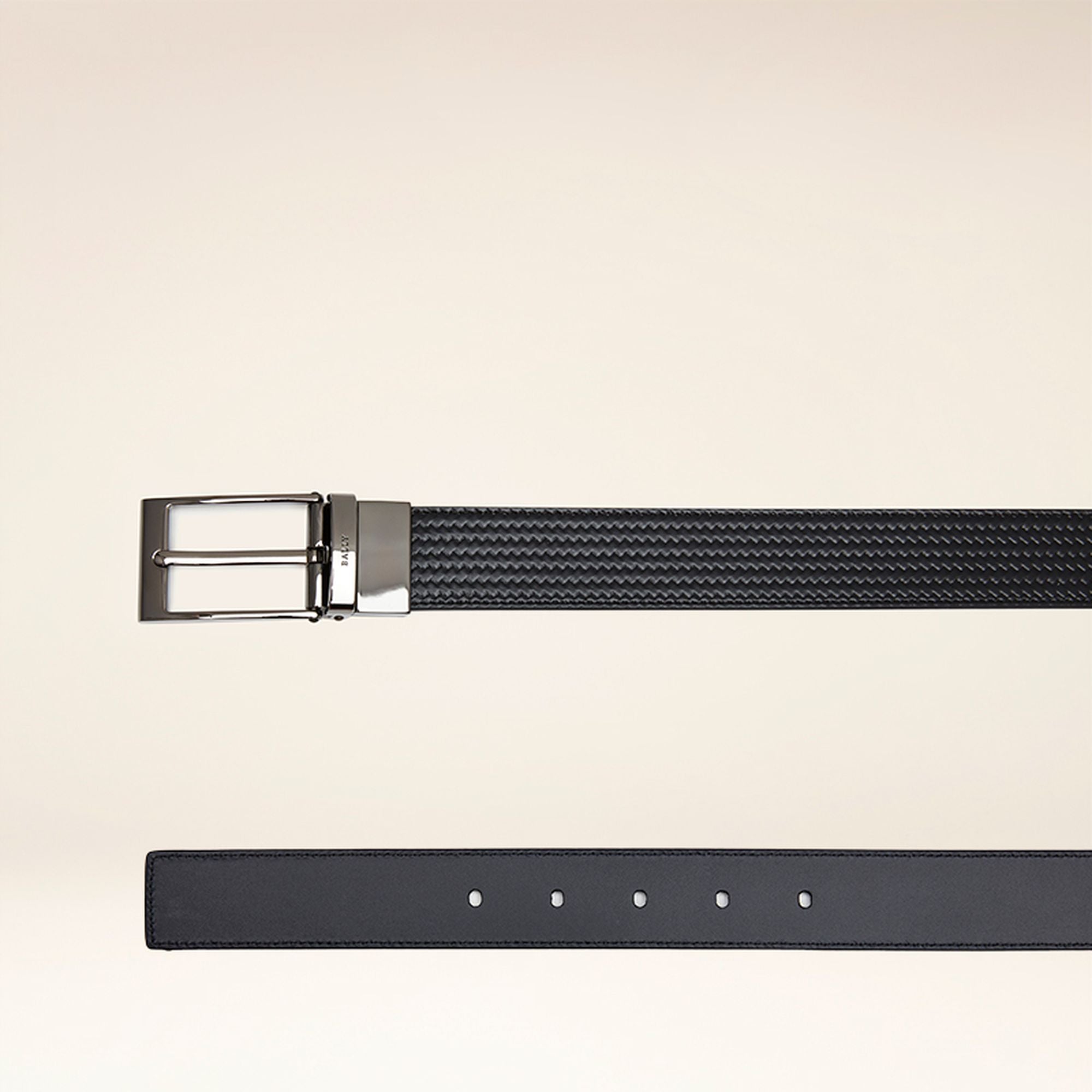 Men's Casual Black Leather Belt - Herren - Bally - 02