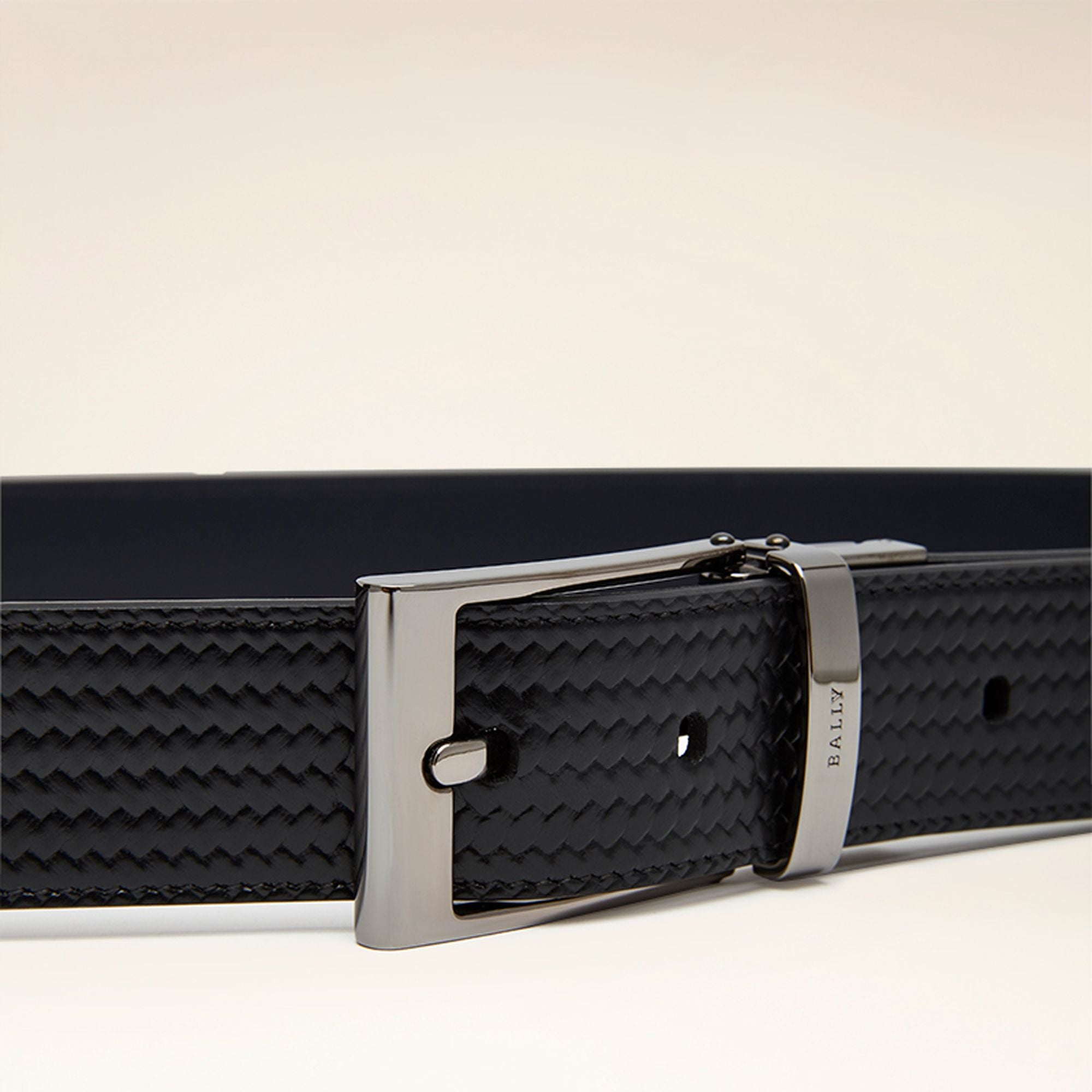 Men's Casual Black Leather Belt - Herren - Bally - 03