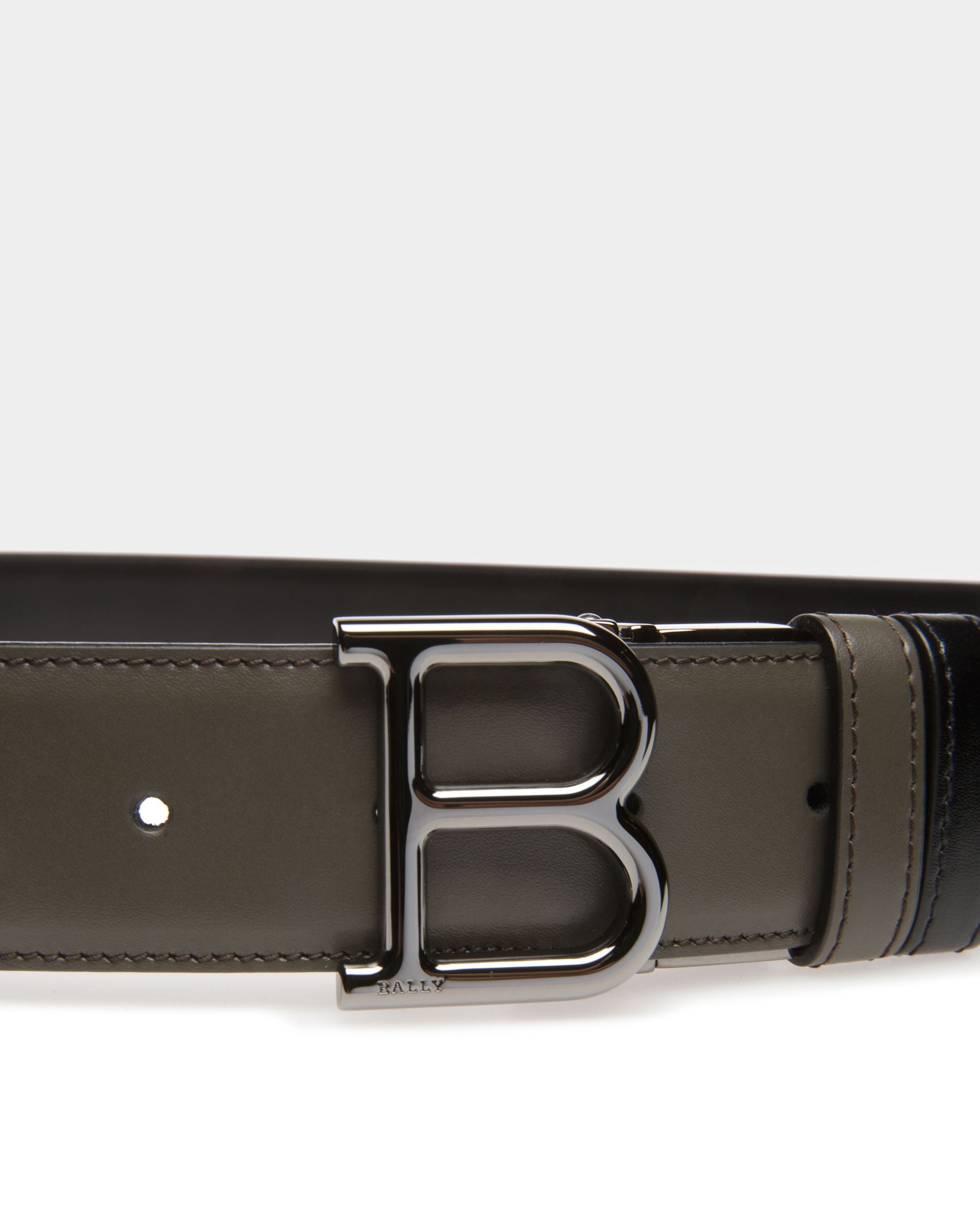 B 35 Mm Breiter Gürtel Aen Militärgrünem Und Schwarzem Leder - Herren - Bally - 03