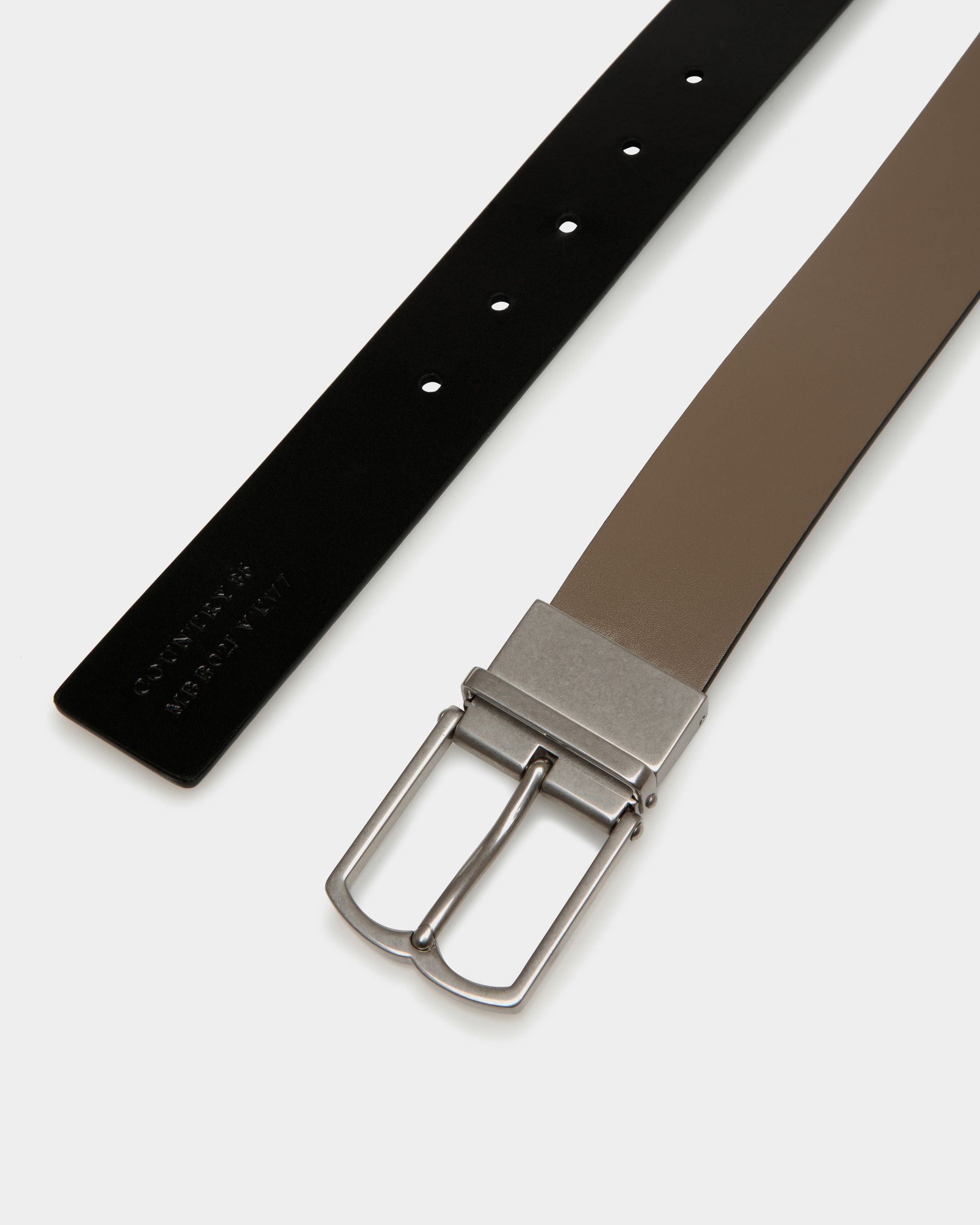 Country Verstellbarer 35 mm Breiter Wendegürtel Aus Leder In Beige Und Schwarz - Herren - Bally - 02