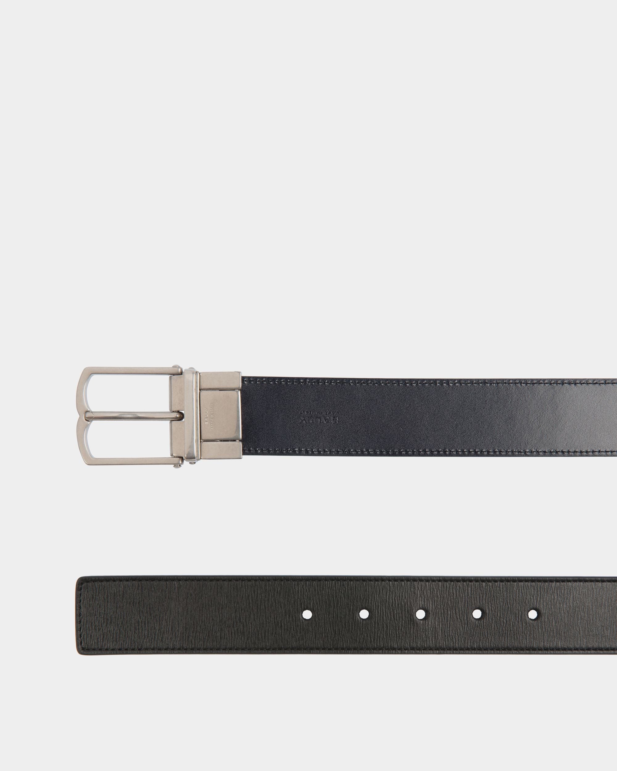 Country 35 mm Verstellbarer Wendegürtel Aus Leder In Schwarz Und Navy Blue - Herren - Bally - 02