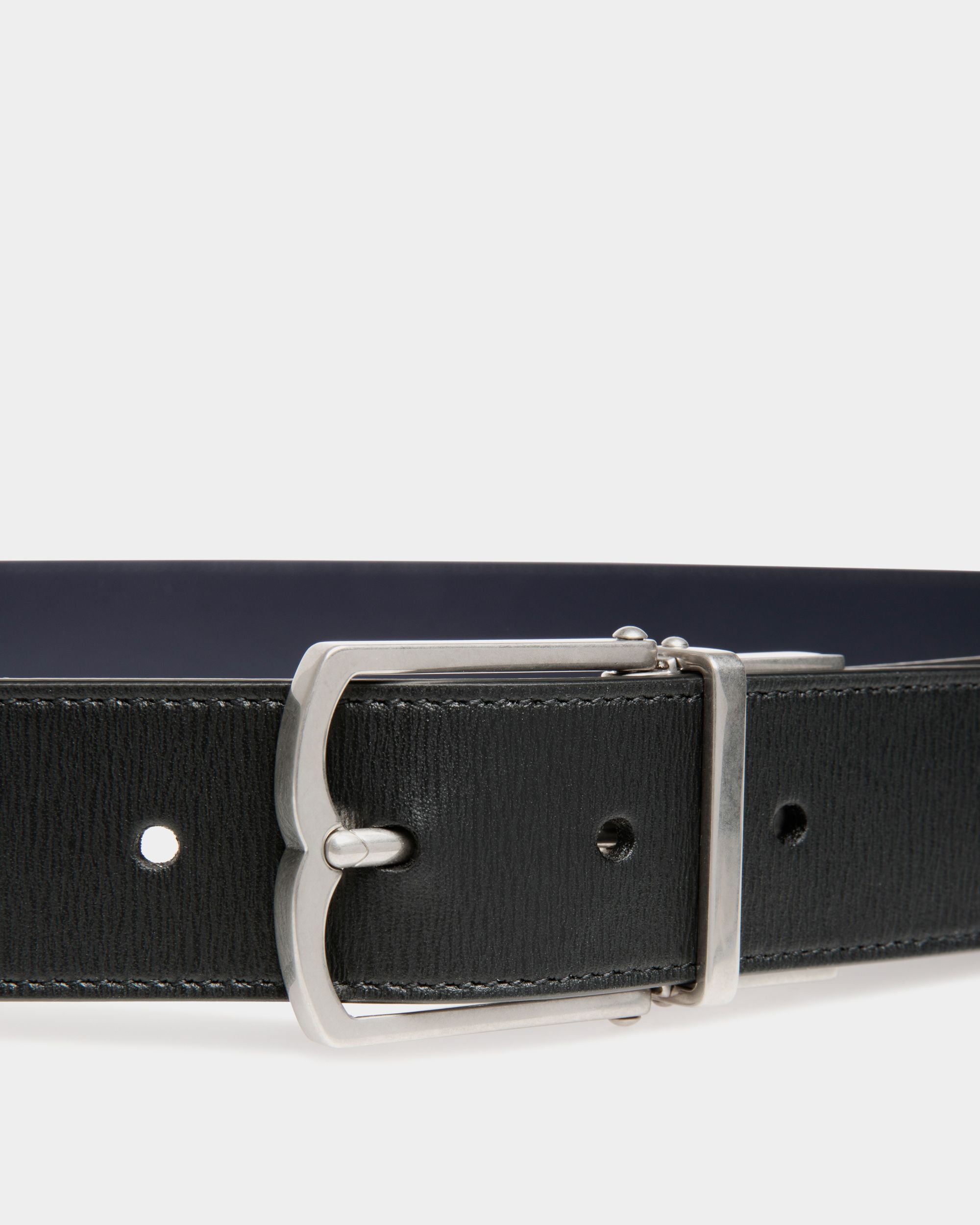 Country 35 mm Verstellbarer Wendegürtel Aus Leder In Schwarz Und Navy Blue - Herren - Bally - 03