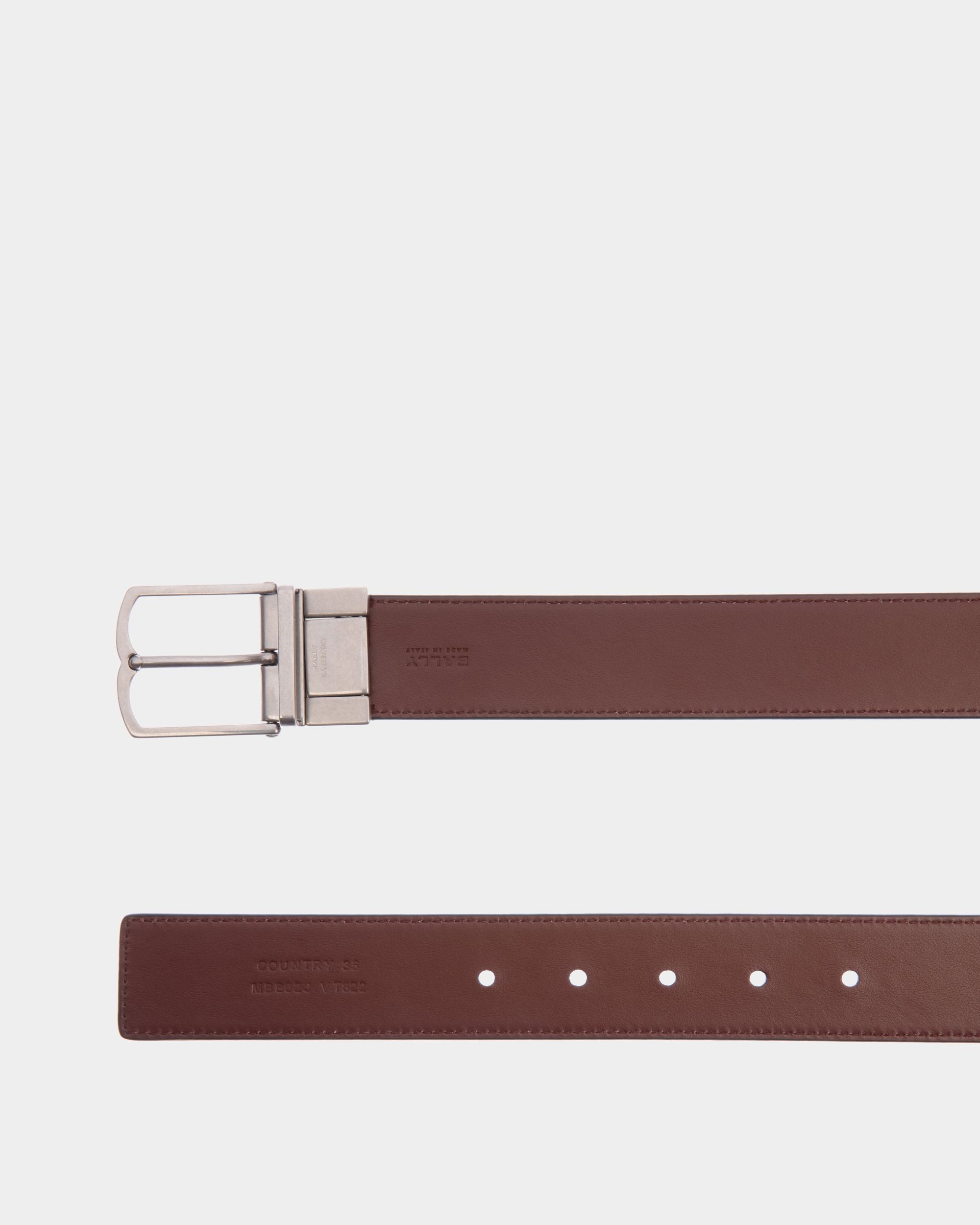 Verstellbarer Country Wendegürtel Aus Leder In Ebenholz Und Braun, 35 mm - Herren - Bally - 02