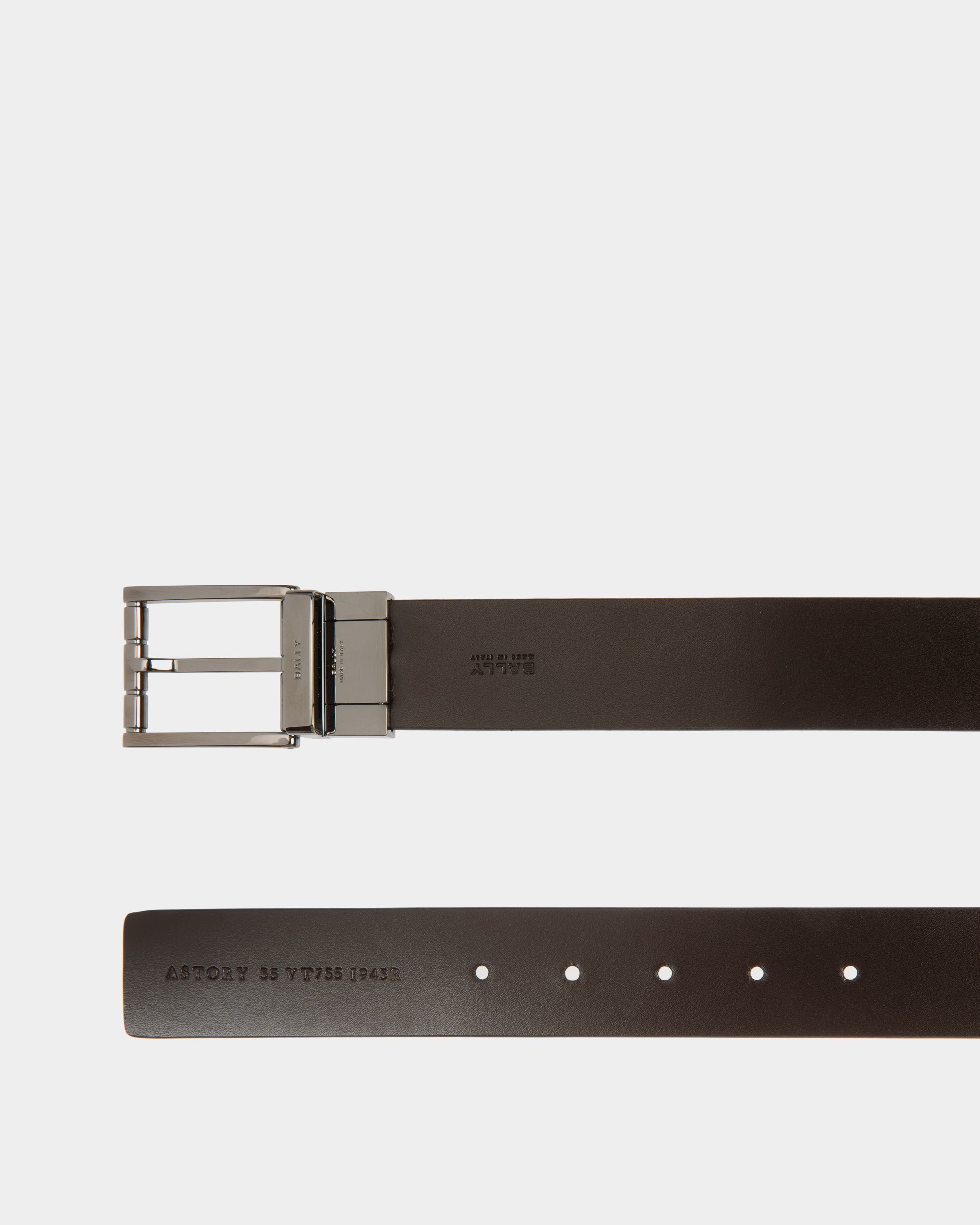 Astory 35 mm Verstellbarer Wendegürtel Aus Leder In Schwarz Und Ebenholzschwarz - Herren - Bally - 03