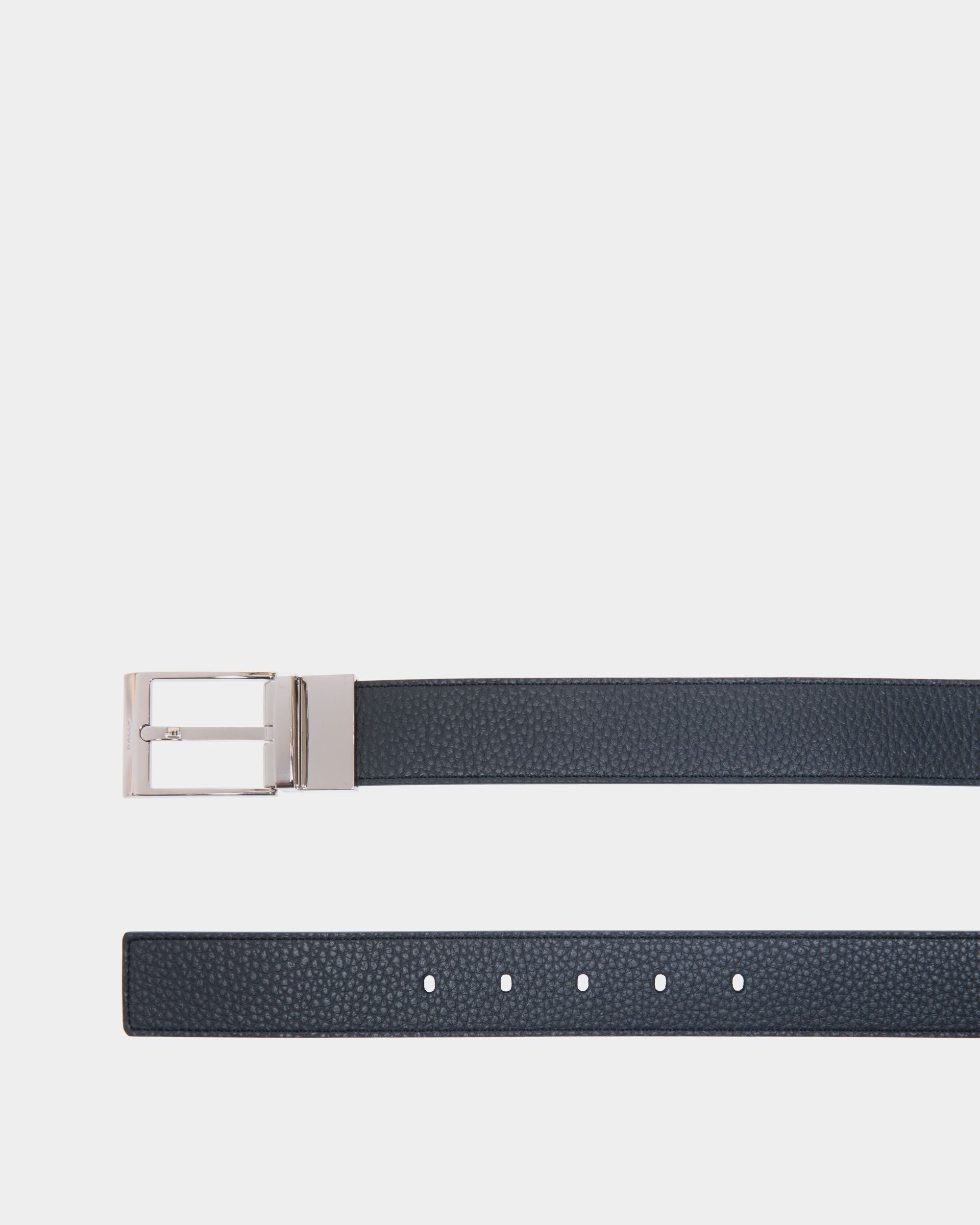Shiffie 35 mm Verstellbarer Wendegürtel Aus Leder In Navy Blue Und Schwarz - Herren - Bally - 02