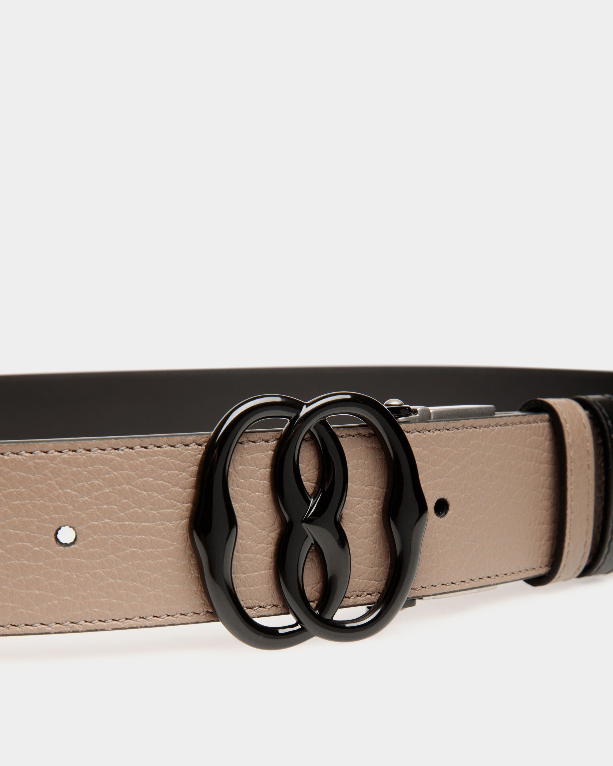 Emblem Verstellbarer Wendegürtel Aus Leder In Taupe Und Schwarz 35 mm - Herren - Bally - 04