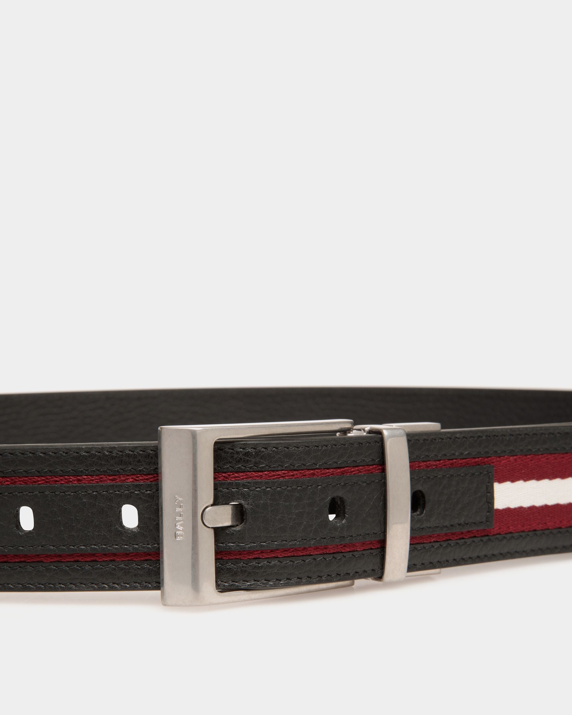 Shiffie 35 mm Wendegürtel Aus Stoff Und Leder In Rot, Weiß Und Schwarz - Herren - Bally - 02