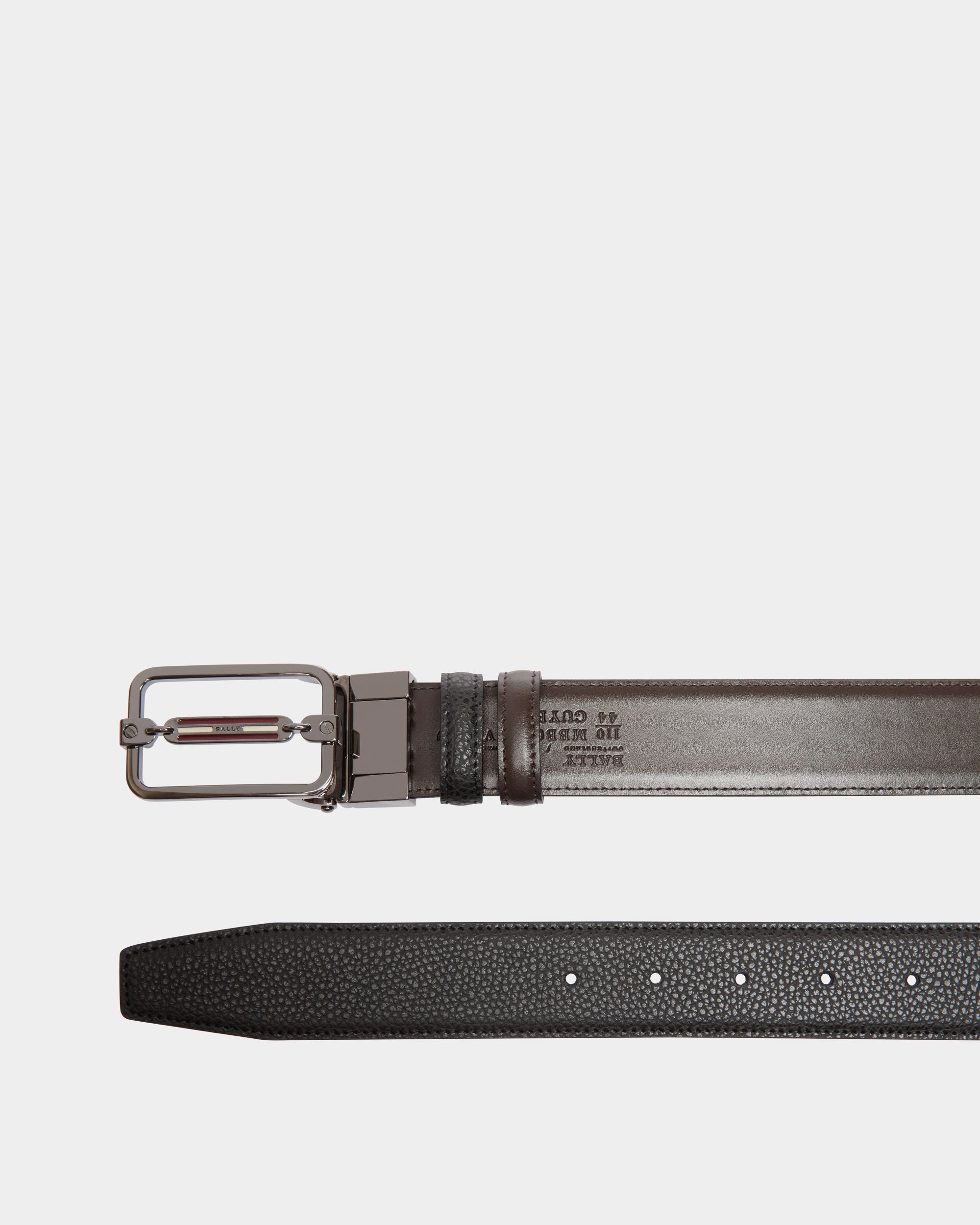 Adjustable-Reversible Belt In Black Bovine Split - Herren - Bally - 02