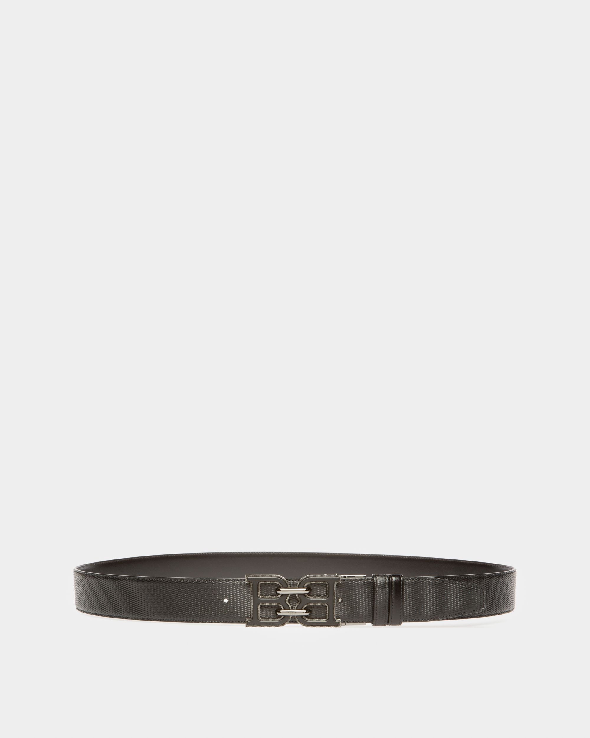 Bb-Motiv 40Mm Breiter Gürtel Aus Schwarzem Leder - Herren - Bally - 01