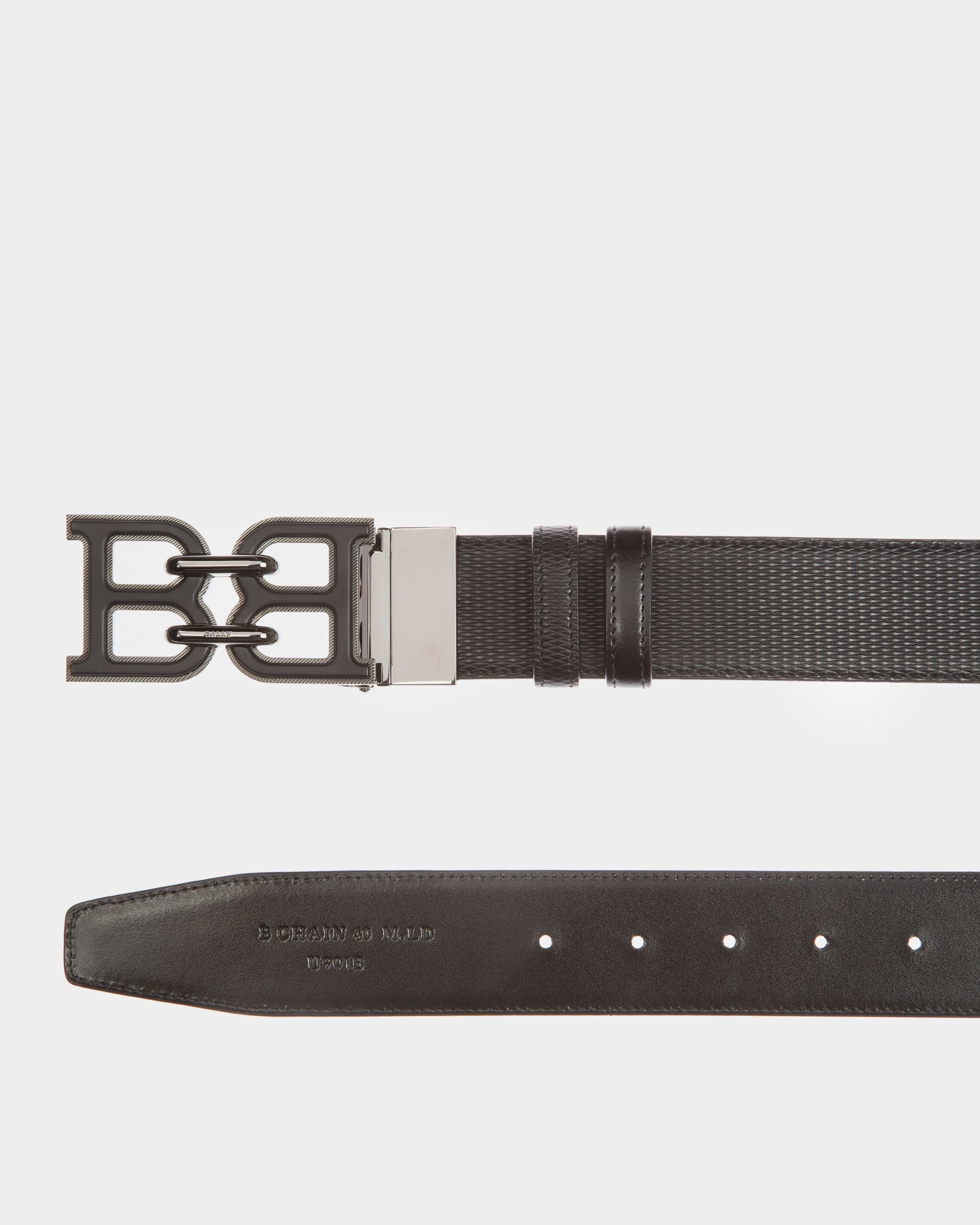 Bb-Motiv 40Mm Breiter Gürtel Aus Schwarzem Leder - Herren - Bally - 02