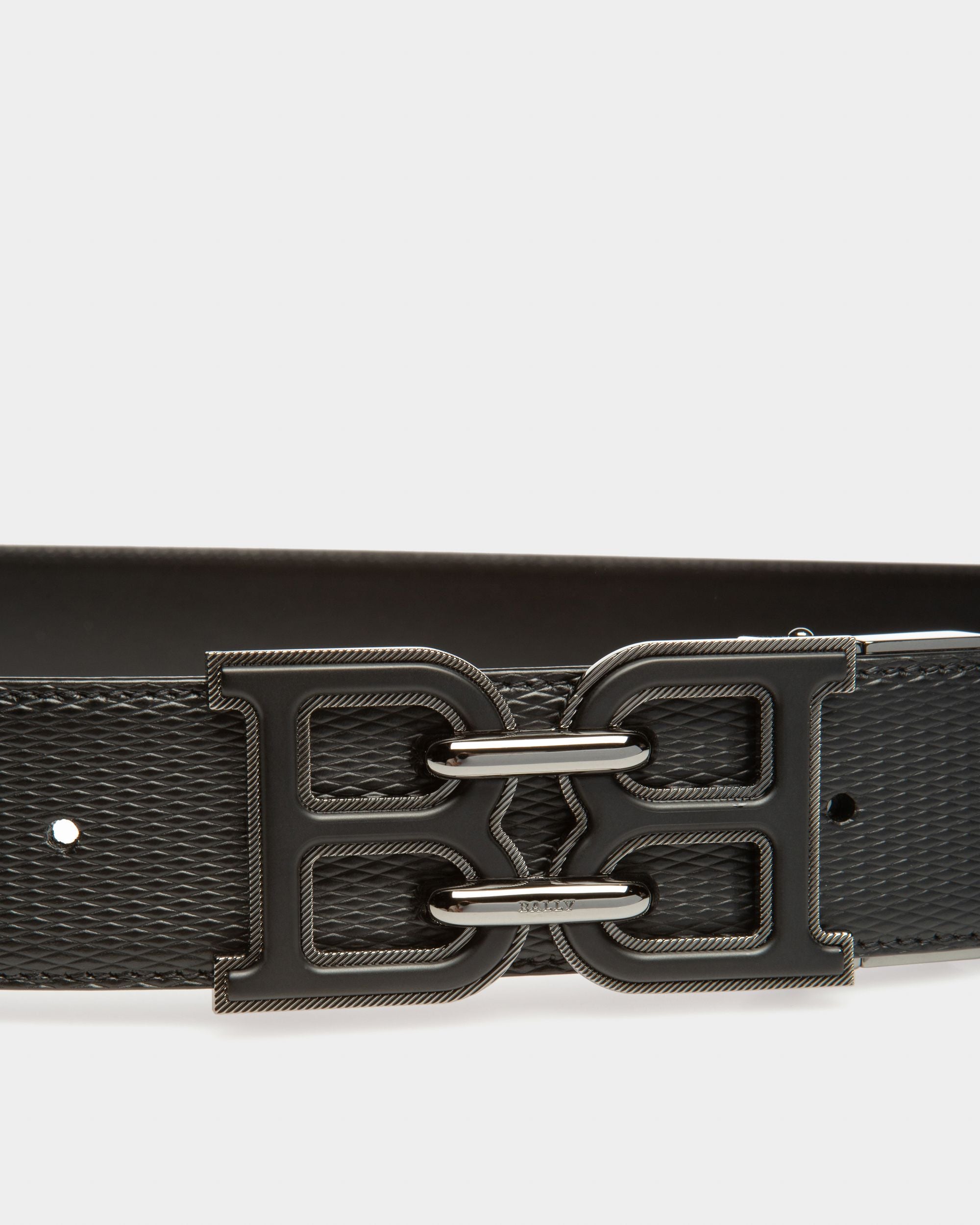 Bb-Motiv 40Mm Breiter Gürtel Aus Schwarzem Leder - Herren - Bally - 03