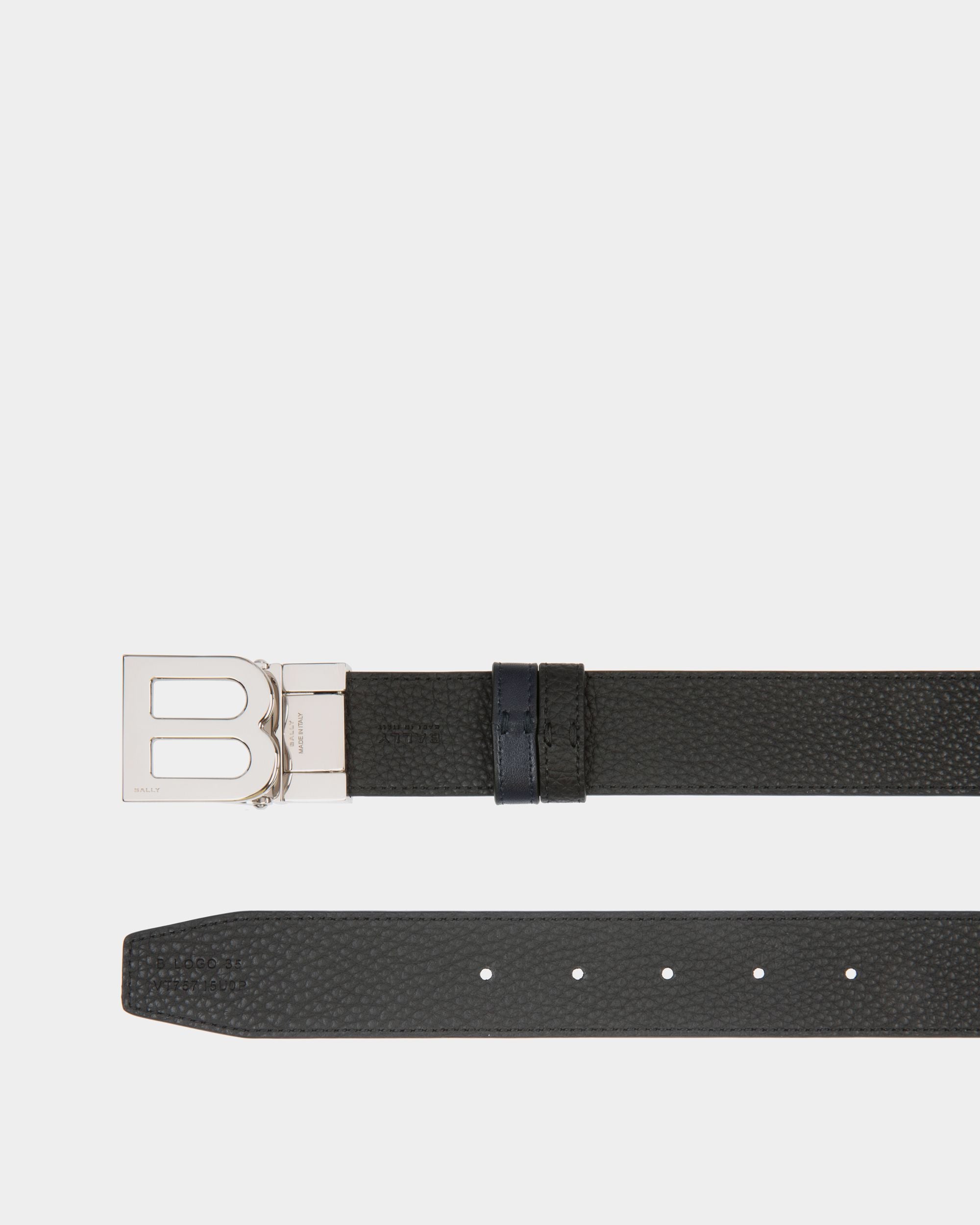 B Logo 35 mm Verstellbarer Wendegürtel Aus Leder In Navy Blue Und Schwarz - Herren - Bally - 03