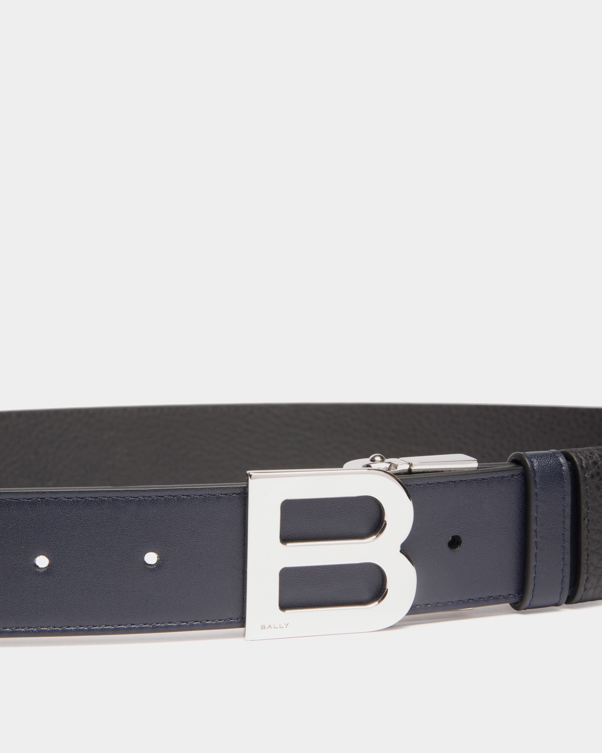B Logo 35 mm Verstellbarer Wendegürtel Aus Leder In Navy Blue Und Schwarz - Herren - Bally - 04
