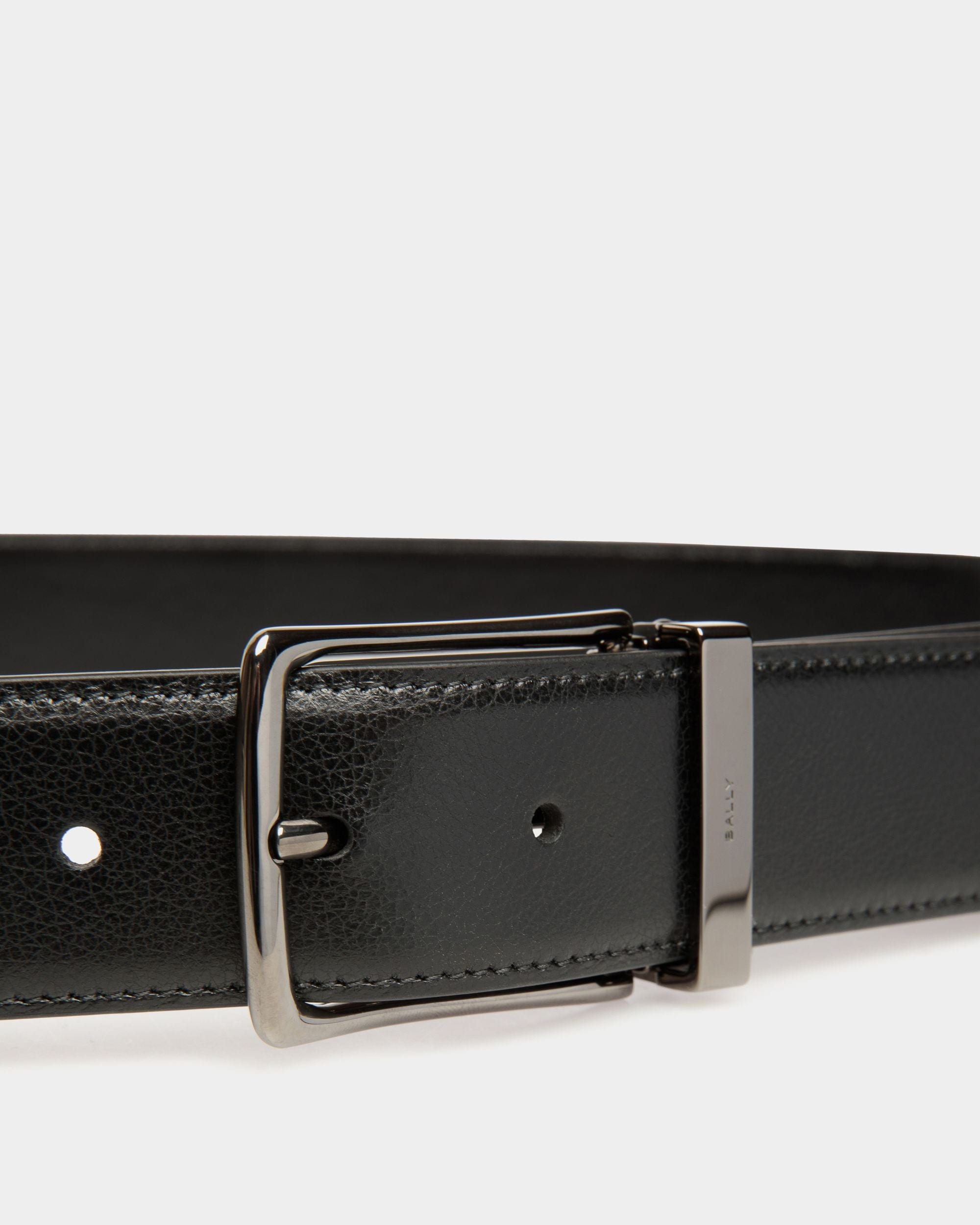 Verstellbarer 35 mm Ketter Wendegürtel Aus Schwarzem Leder - Herren - Bally - 03