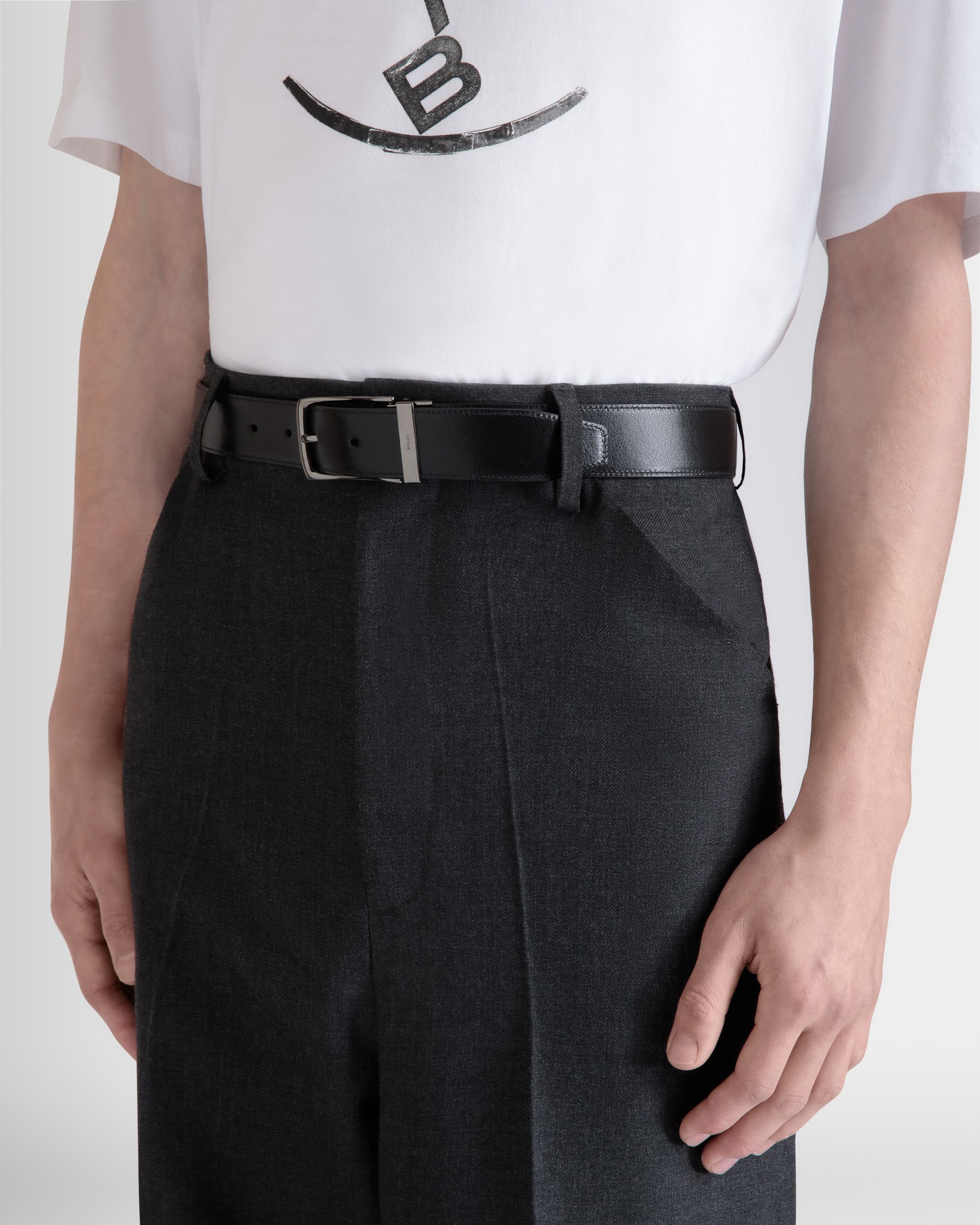 Verstellbarer 35 mm Ketter Wendegürtel Aus Schwarzem Leder - Herren - Bally - 04